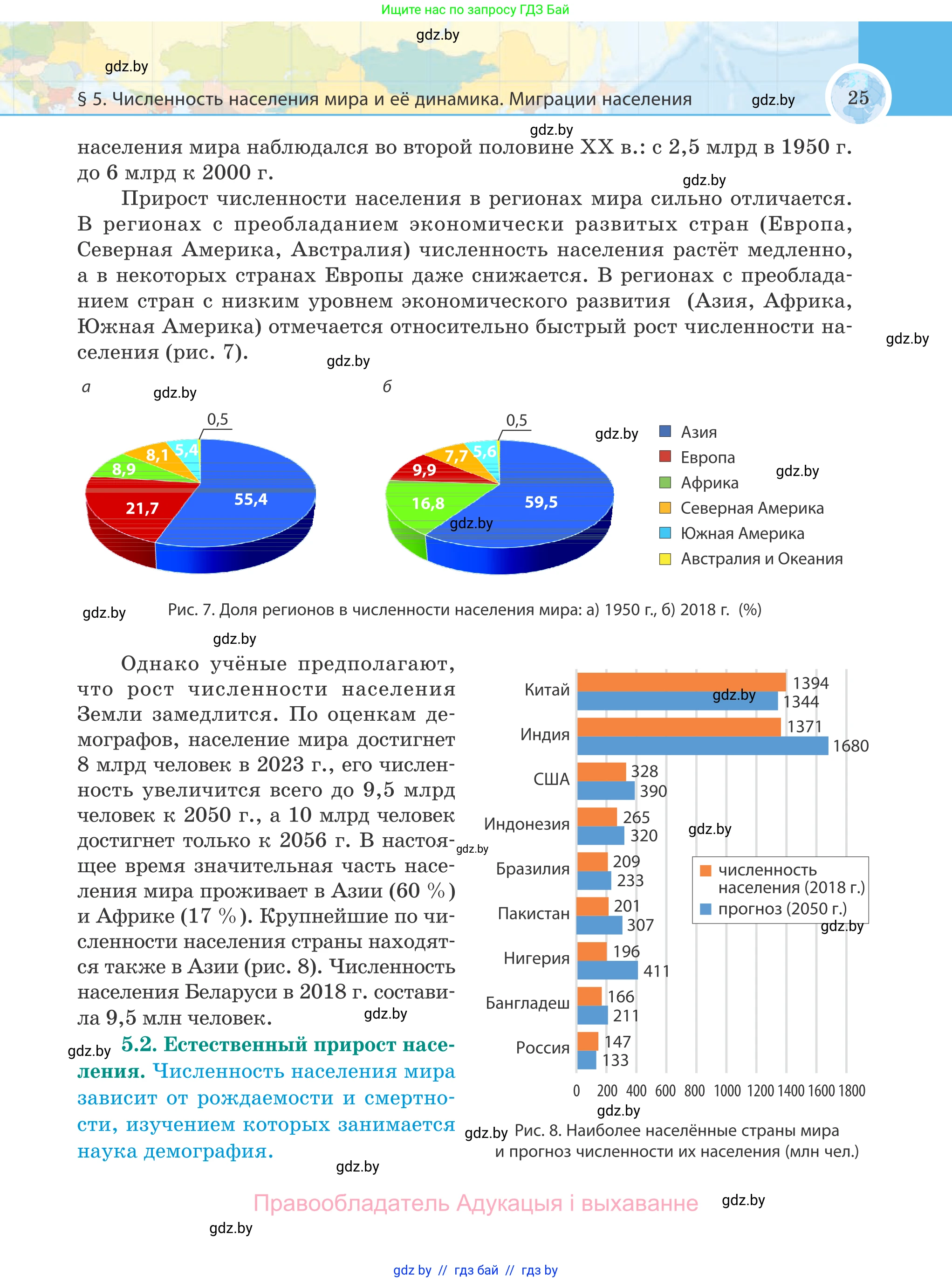 География, 8 класс Учебник, авторы: Лопух Пётр Степанович, Стреха Николай Леонидович, Сарычева Ольга Владимировна, Шандроха Андрей Генадьевич, издательство Адукацыя i выхаванне, Минск, 2019, страница 25
