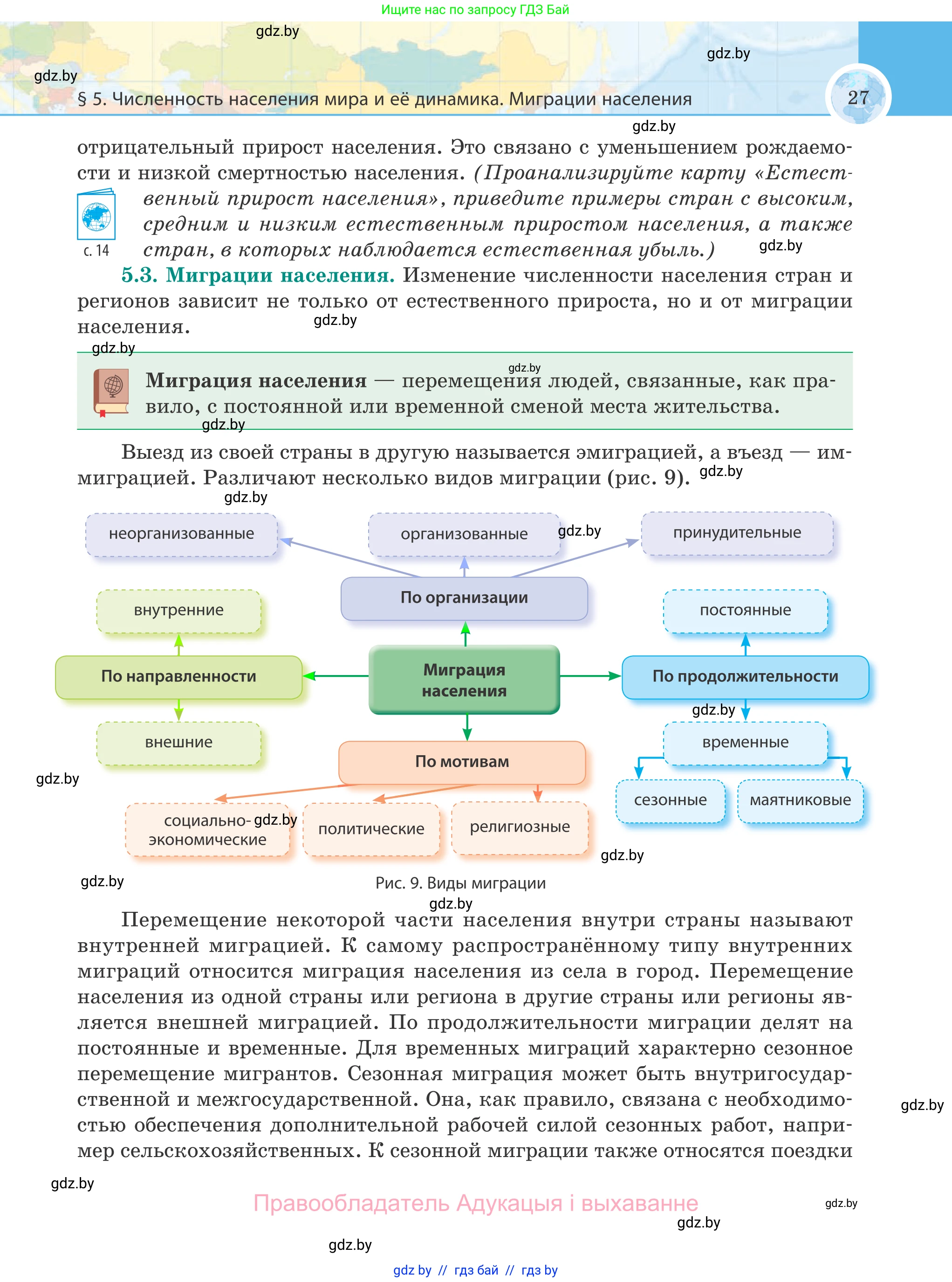 География, 8 класс Учебник, авторы: Лопух Пётр Степанович, Стреха Николай Леонидович, Сарычева Ольга Владимировна, Шандроха Андрей Генадьевич, издательство Адукацыя i выхаванне, Минск, 2019, страница 27