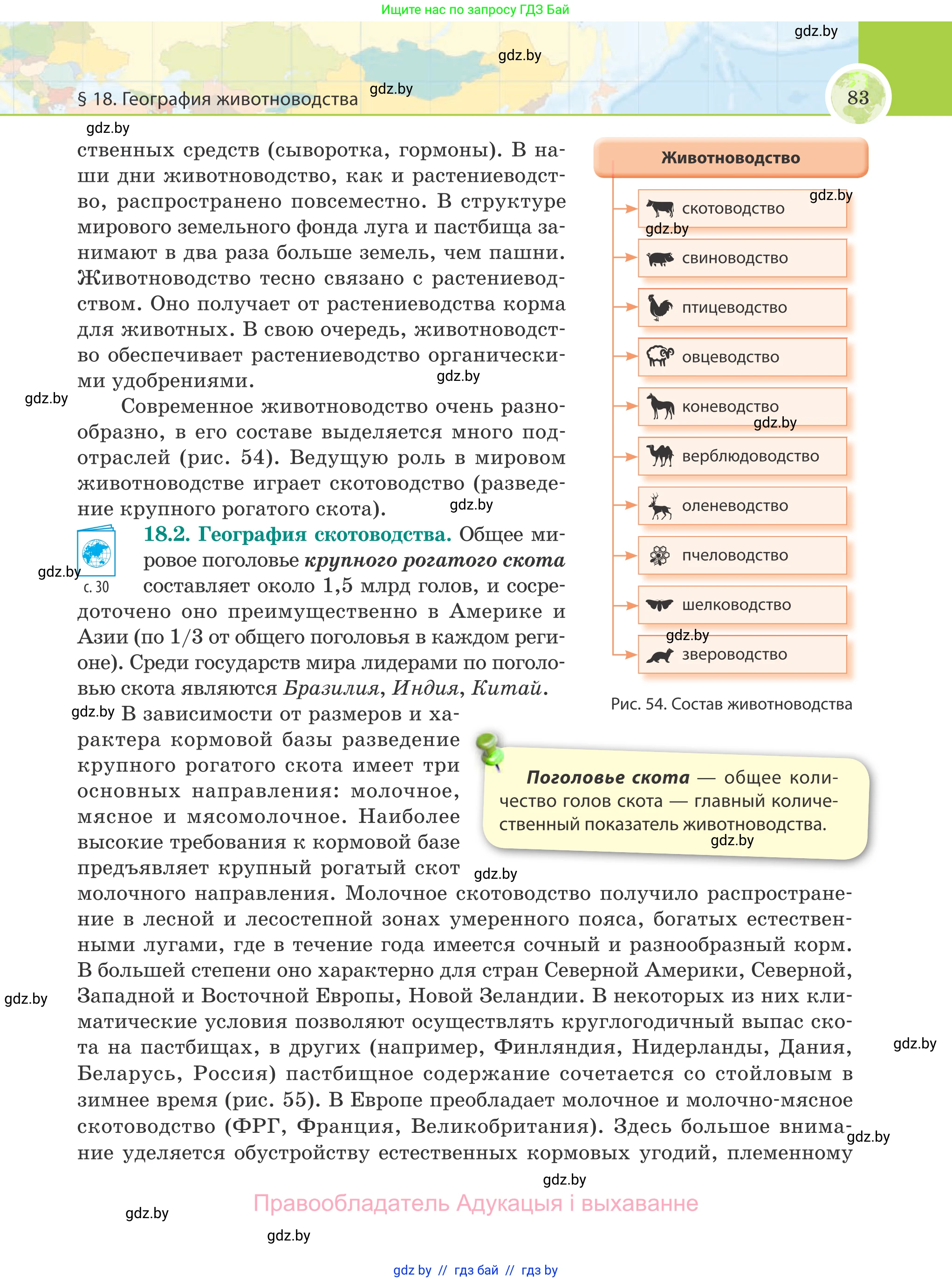 География, 8 класс Учебник, авторы: Лопух Пётр Степанович, Стреха Николай Леонидович, Сарычева Ольга Владимировна, Шандроха Андрей Генадьевич, издательство Адукацыя i выхаванне, Минск, 2019, страница 83