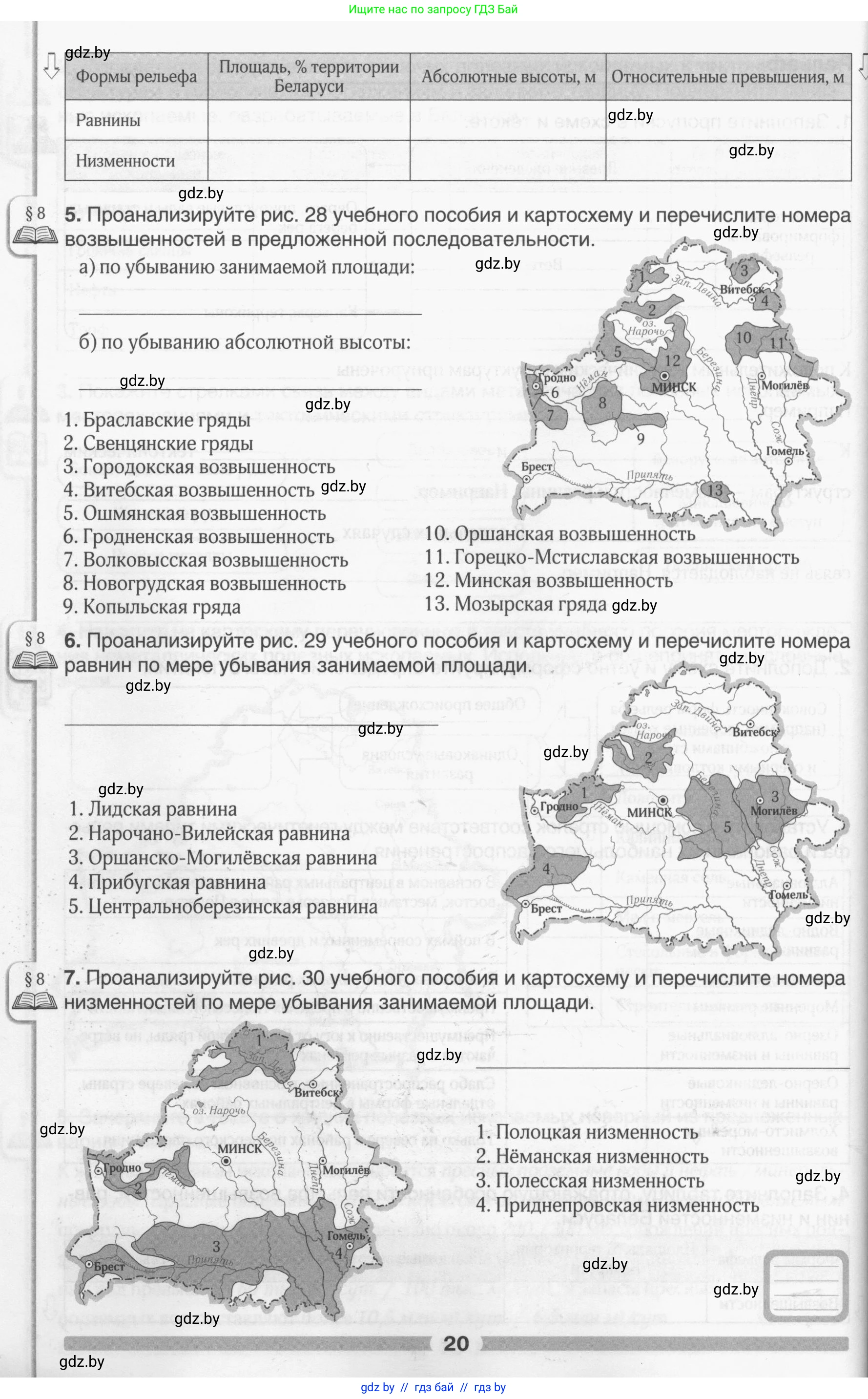 География, 9 класс рабочая тетрадь, авторы: Брилевский Михаил Николаевич, Климович Алеся Владимировна, издательство Белкартография, Минск, 2021, бирюзового цвета, страница 20