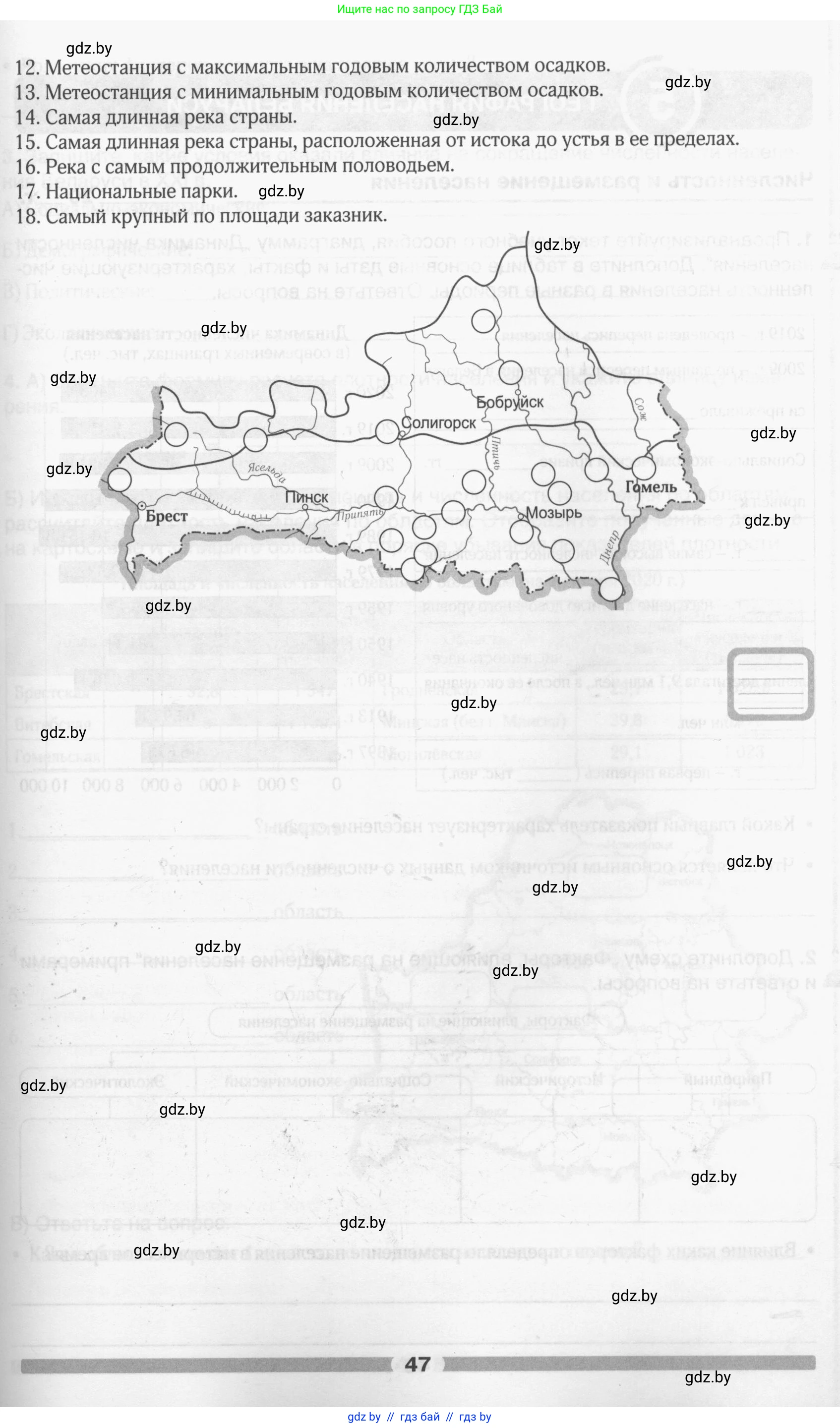 География, 9 класс рабочая тетрадь, авторы: Брилевский Михаил Николаевич, Климович Алеся Владимировна, издательство Белкартография, Минск, 2021, бирюзового цвета, страница 47