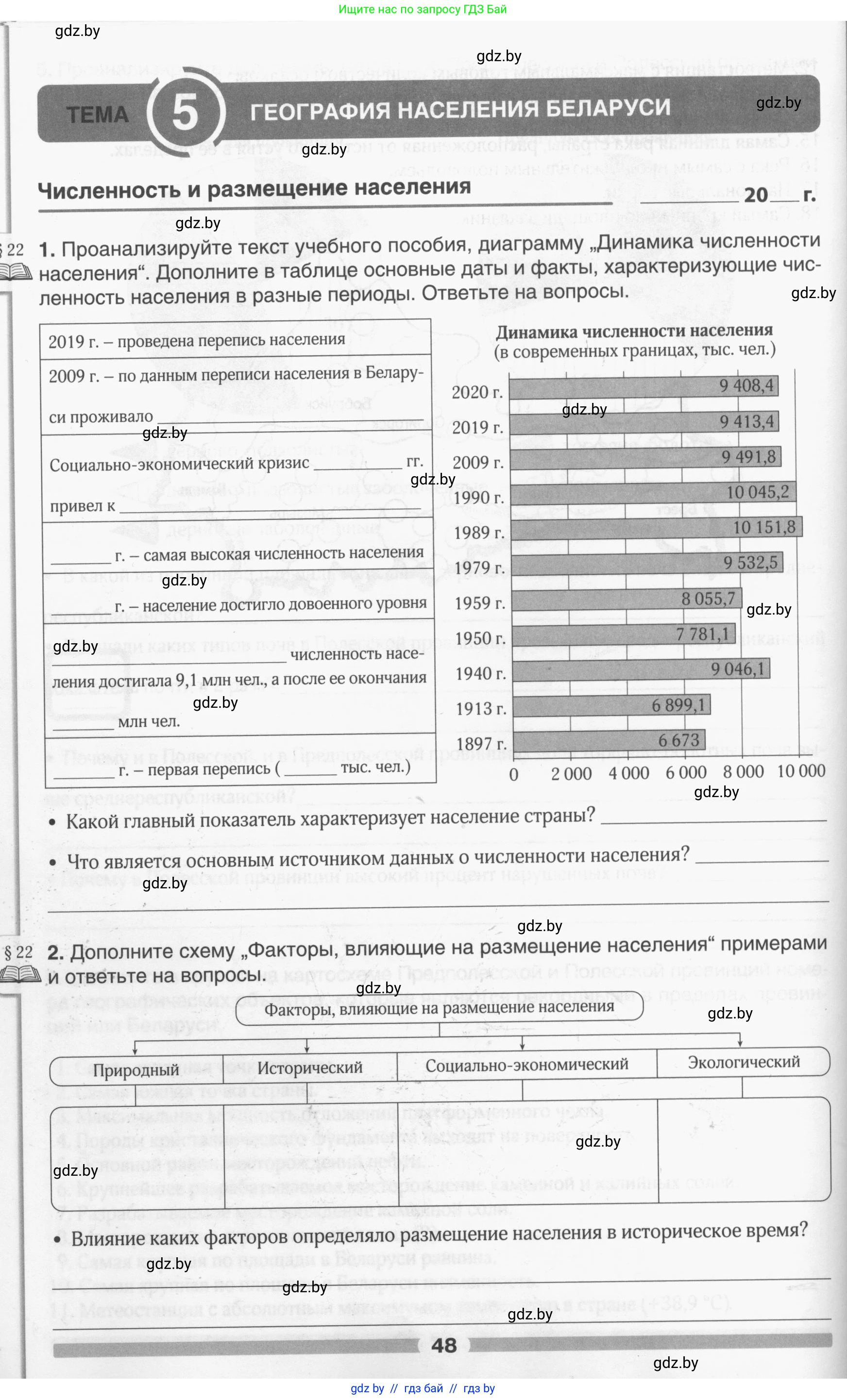 География, 9 класс рабочая тетрадь, авторы: Брилевский Михаил Николаевич, Климович Алеся Владимировна, издательство Белкартография, Минск, 2021, бирюзового цвета, страница 48