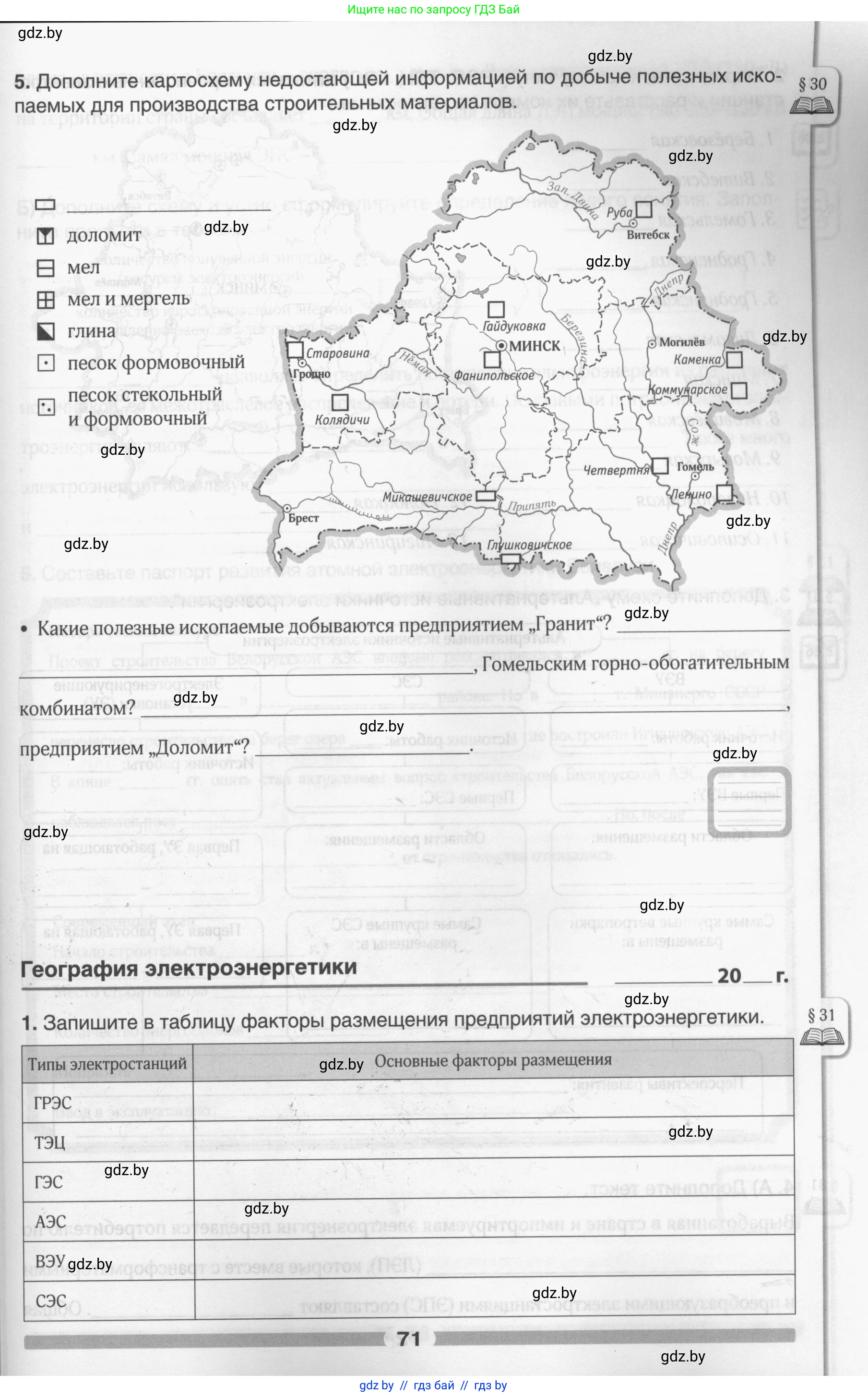 География, 9 класс рабочая тетрадь, авторы: Брилевский Михаил Николаевич, Климович Алеся Владимировна, издательство Белкартография, Минск, 2021, бирюзового цвета, страница 71