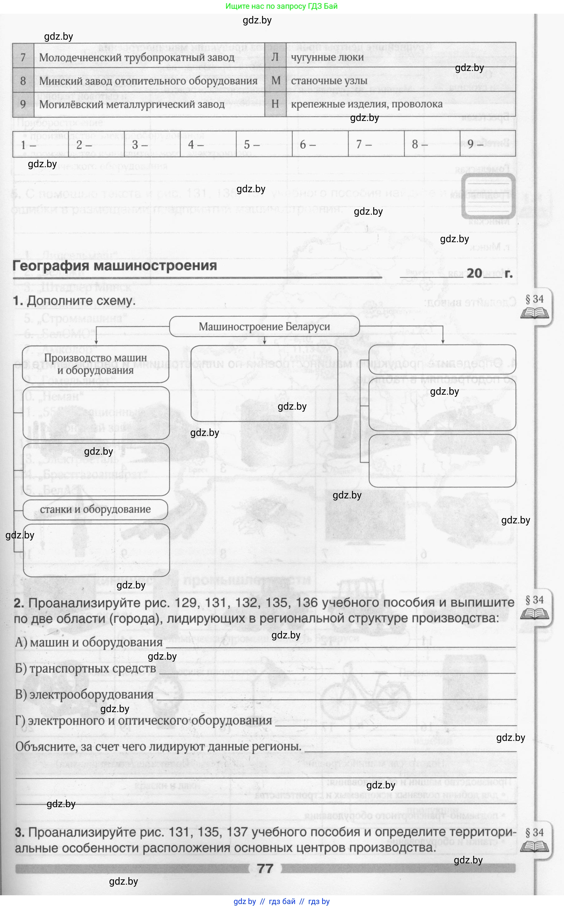География, 9 класс рабочая тетрадь, авторы: Брилевский Михаил Николаевич, Климович Алеся Владимировна, издательство Белкартография, Минск, 2021, бирюзового цвета, страница 77