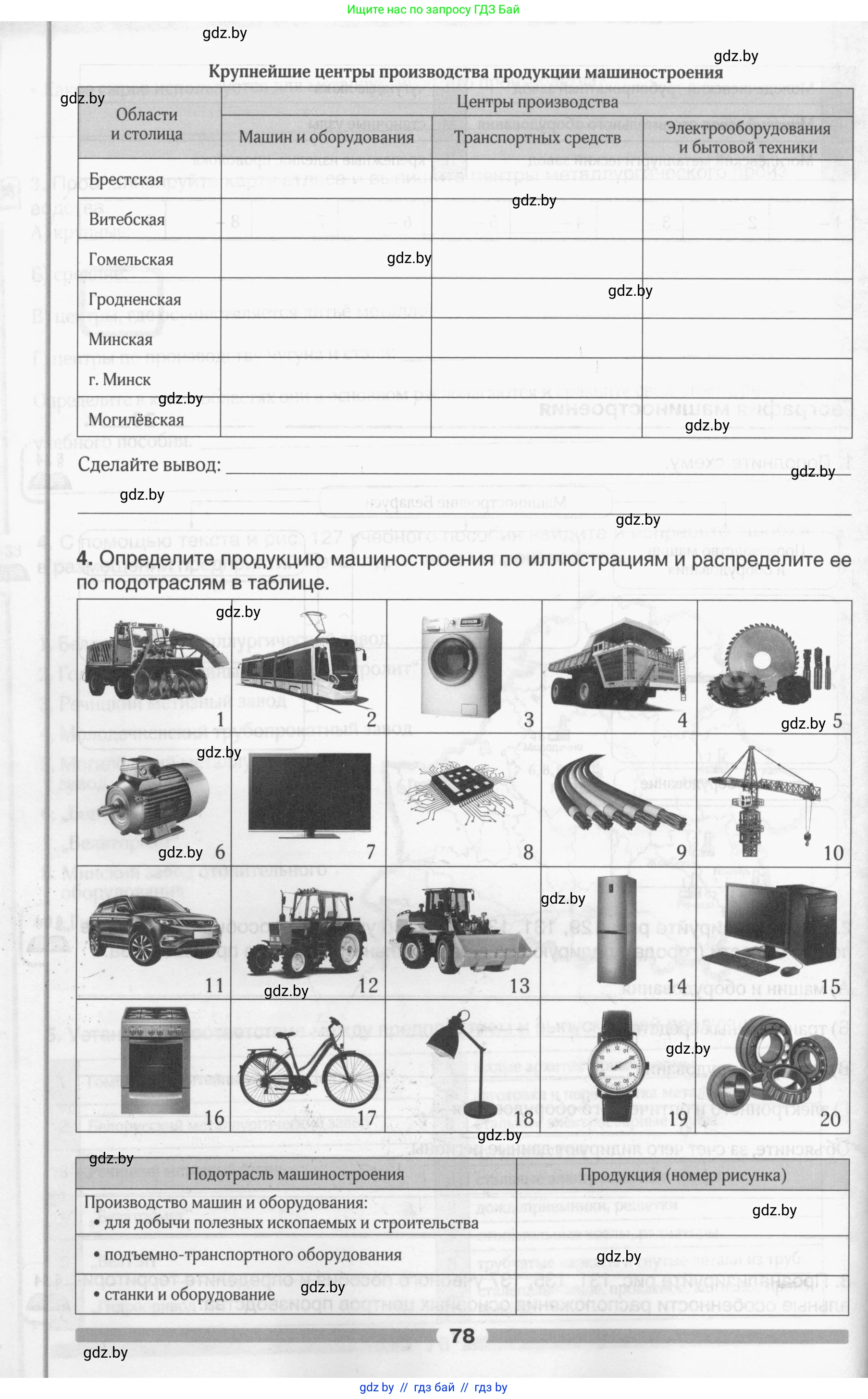 География, 9 класс рабочая тетрадь, авторы: Брилевский Михаил Николаевич, Климович Алеся Владимировна, издательство Белкартография, Минск, 2021, бирюзового цвета, страница 78