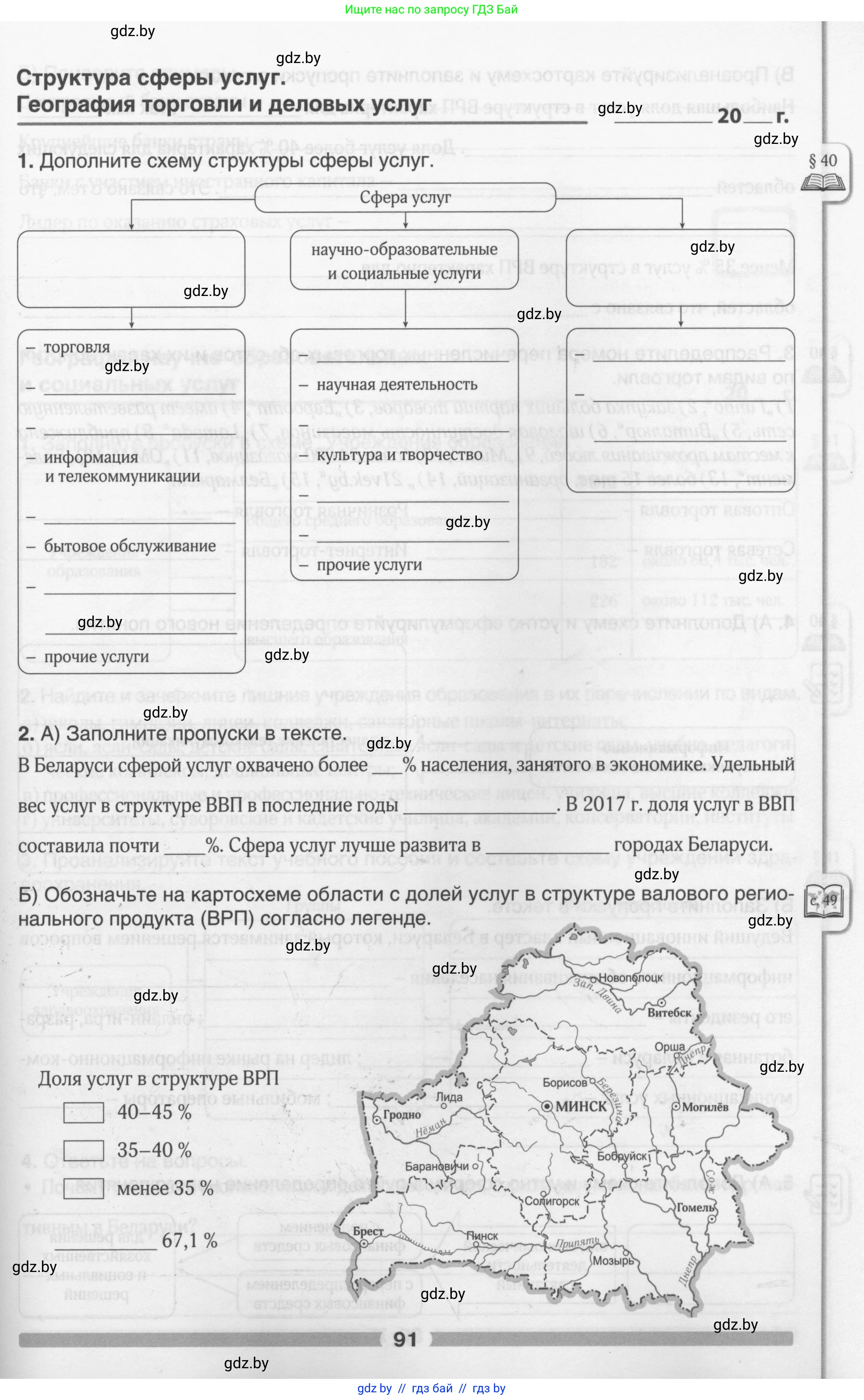 География, 9 класс рабочая тетрадь, авторы: Брилевский Михаил Николаевич, Климович Алеся Владимировна, издательство Белкартография, Минск, 2021, бирюзового цвета, страница 91