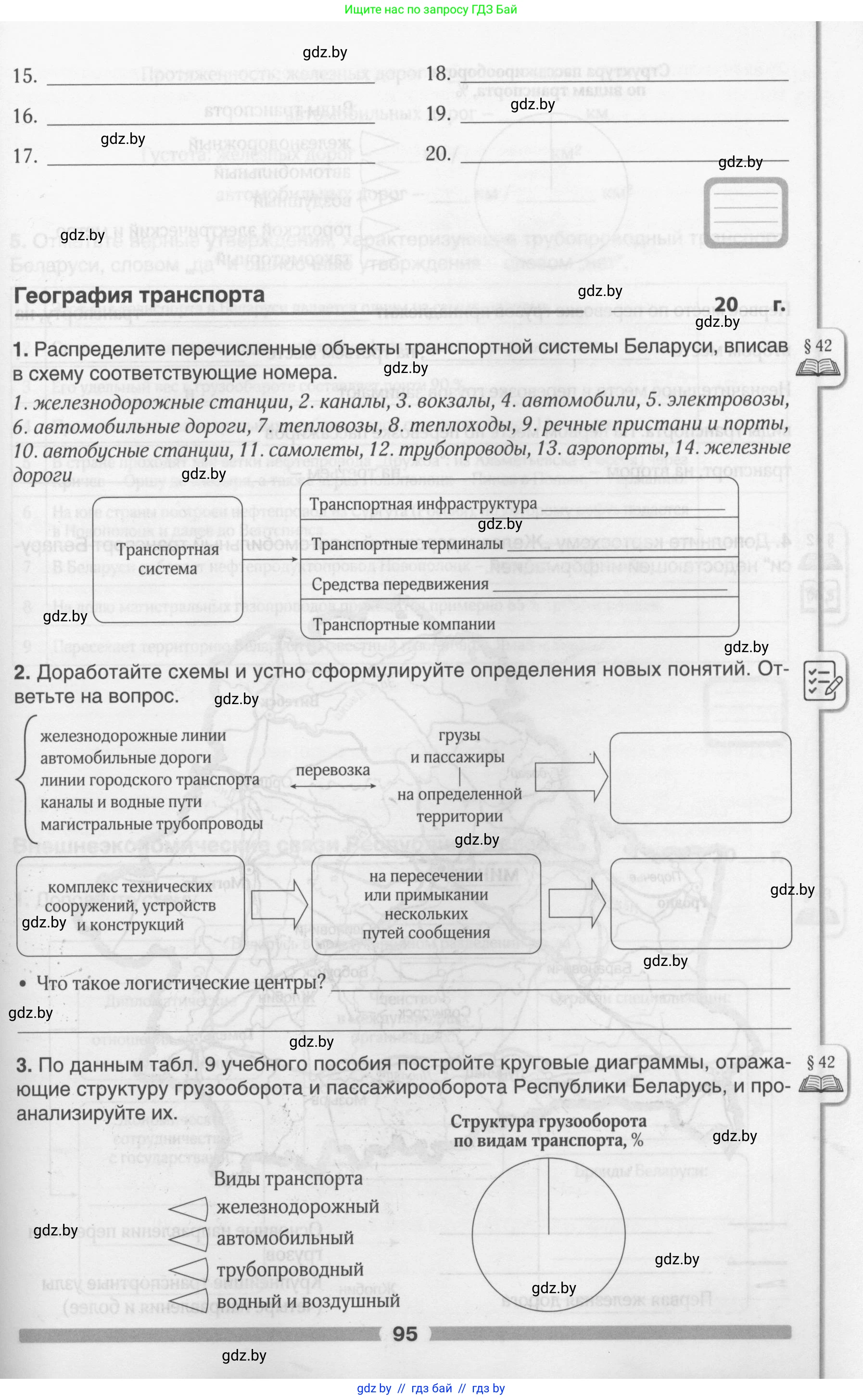 География, 9 класс рабочая тетрадь, авторы: Брилевский Михаил Николаевич, Климович Алеся Владимировна, издательство Белкартография, Минск, 2021, бирюзового цвета, страница 95
