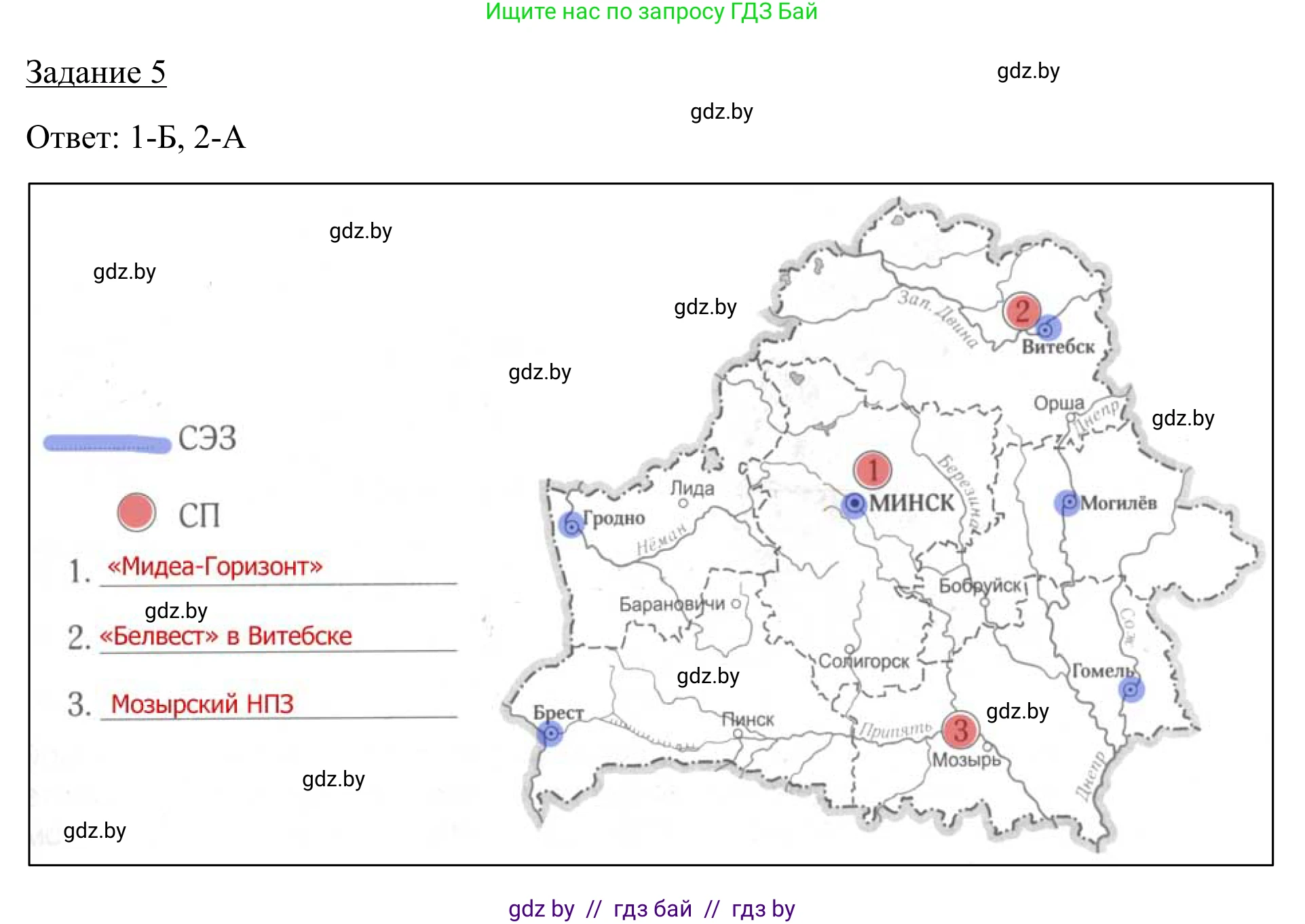 География, 9 класс рабочая тетрадь, авторы: Брилевский Михаил Николаевич, Климович Алеся Владимировна, издательство Белкартография, Минск, 2021, бирюзового цвета, страница 99, номер 5, Решение
