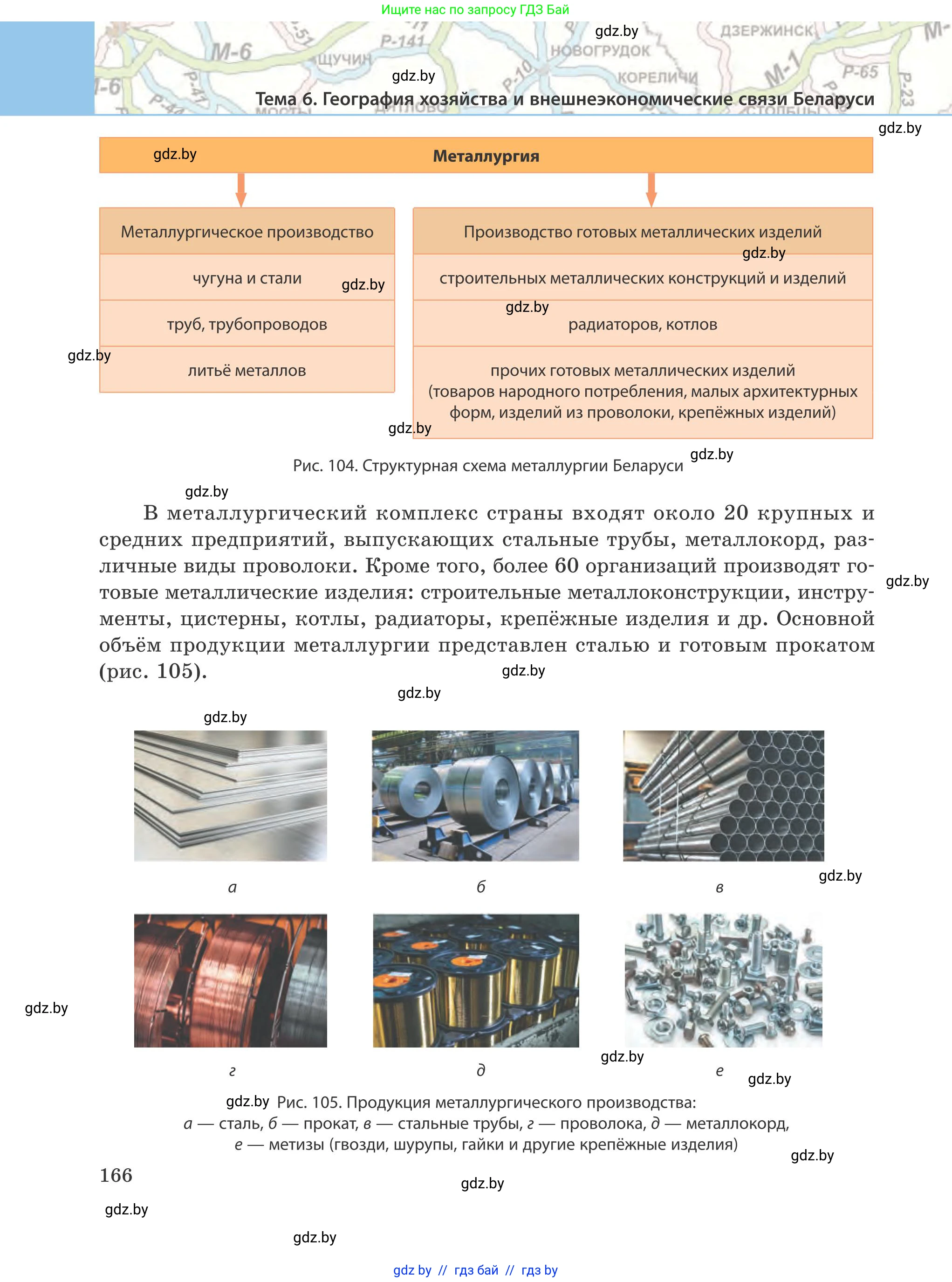 География, 9 класс Учебник, авторы: Брилевский Михаил Николаевич, Климович Алеся Владимировна, издательство Адукацыя i выхаванне, Минск, 2025, страница 166