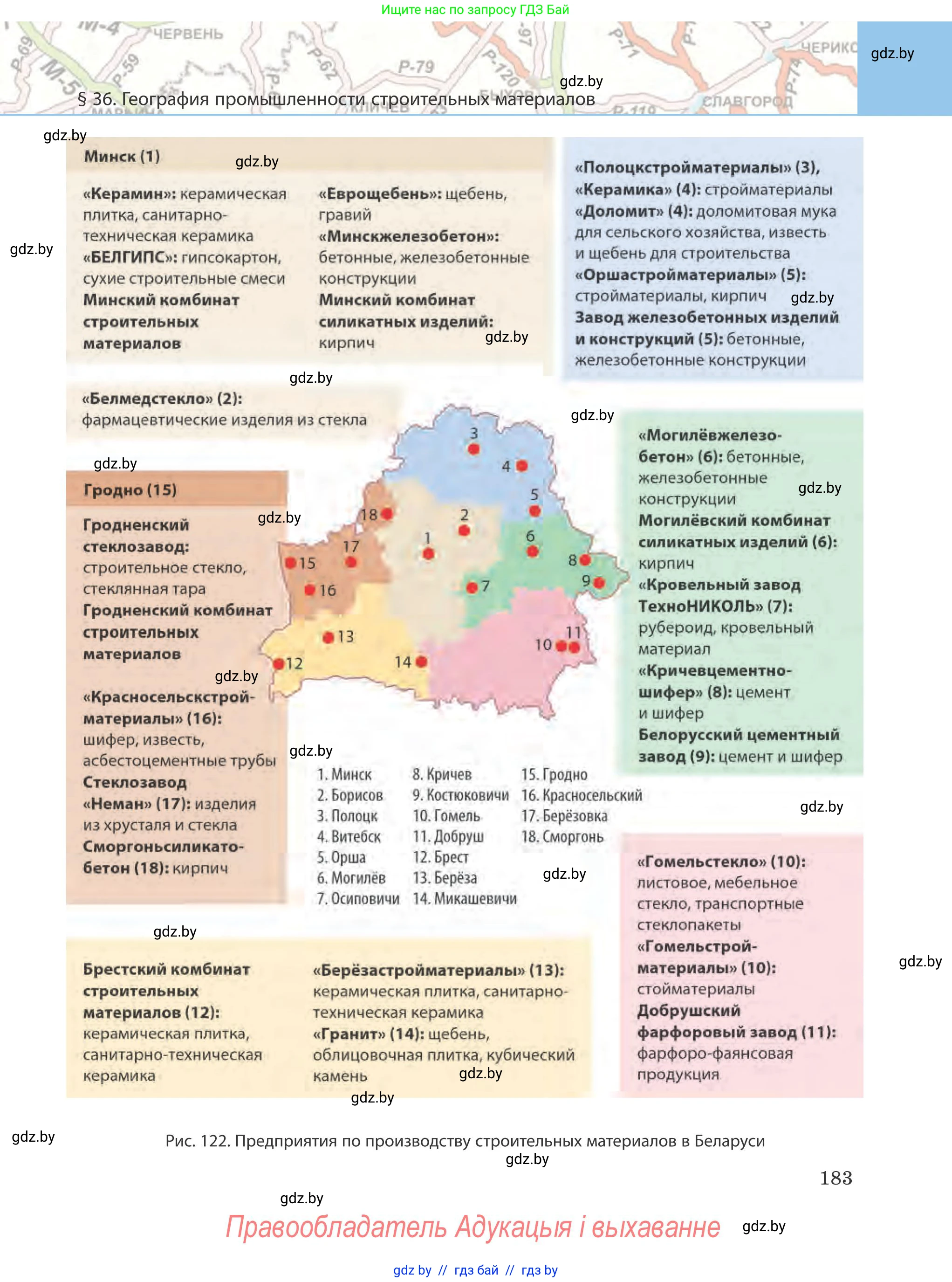География, 9 класс Учебник, авторы: Брилевский Михаил Николаевич, Климович Алеся Владимировна, издательство Адукацыя i выхаванне, Минск, 2025, страница 183