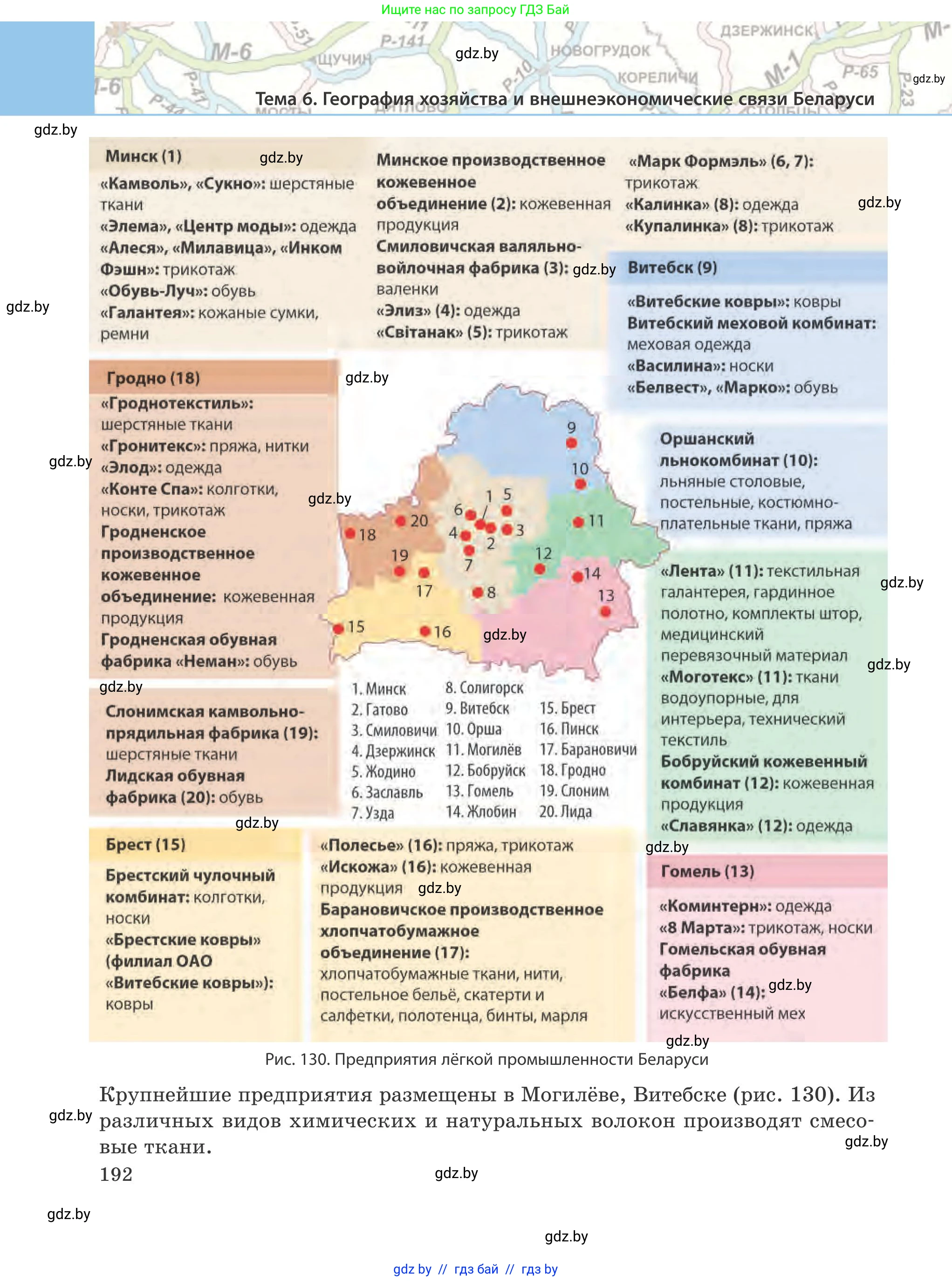 География, 9 класс Учебник, авторы: Брилевский Михаил Николаевич, Климович Алеся Владимировна, издательство Адукацыя i выхаванне, Минск, 2025, страница 192