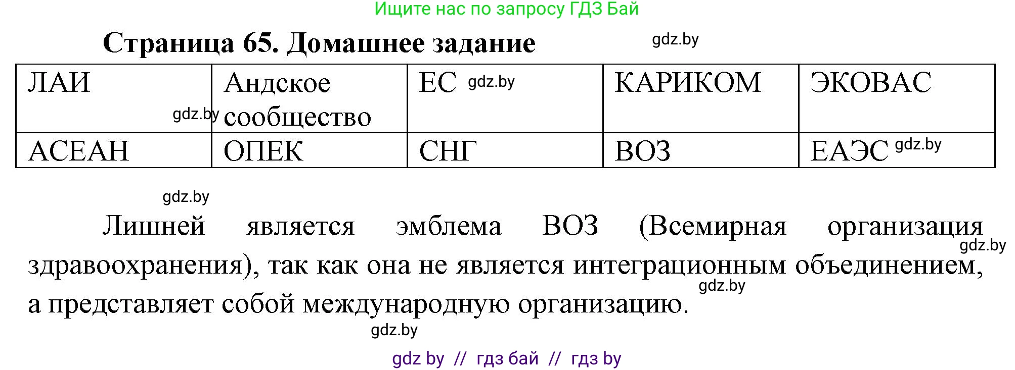 География, 10 класс рабочая тетрадь, авторы: Кольмакова Елена Генадьевна, Пикулик Валентина Владимировна, Сарычева Ольга Владимировна, издательство Аверсэв, Минск, 2020, бирюзового цвета, страница 65, Решение