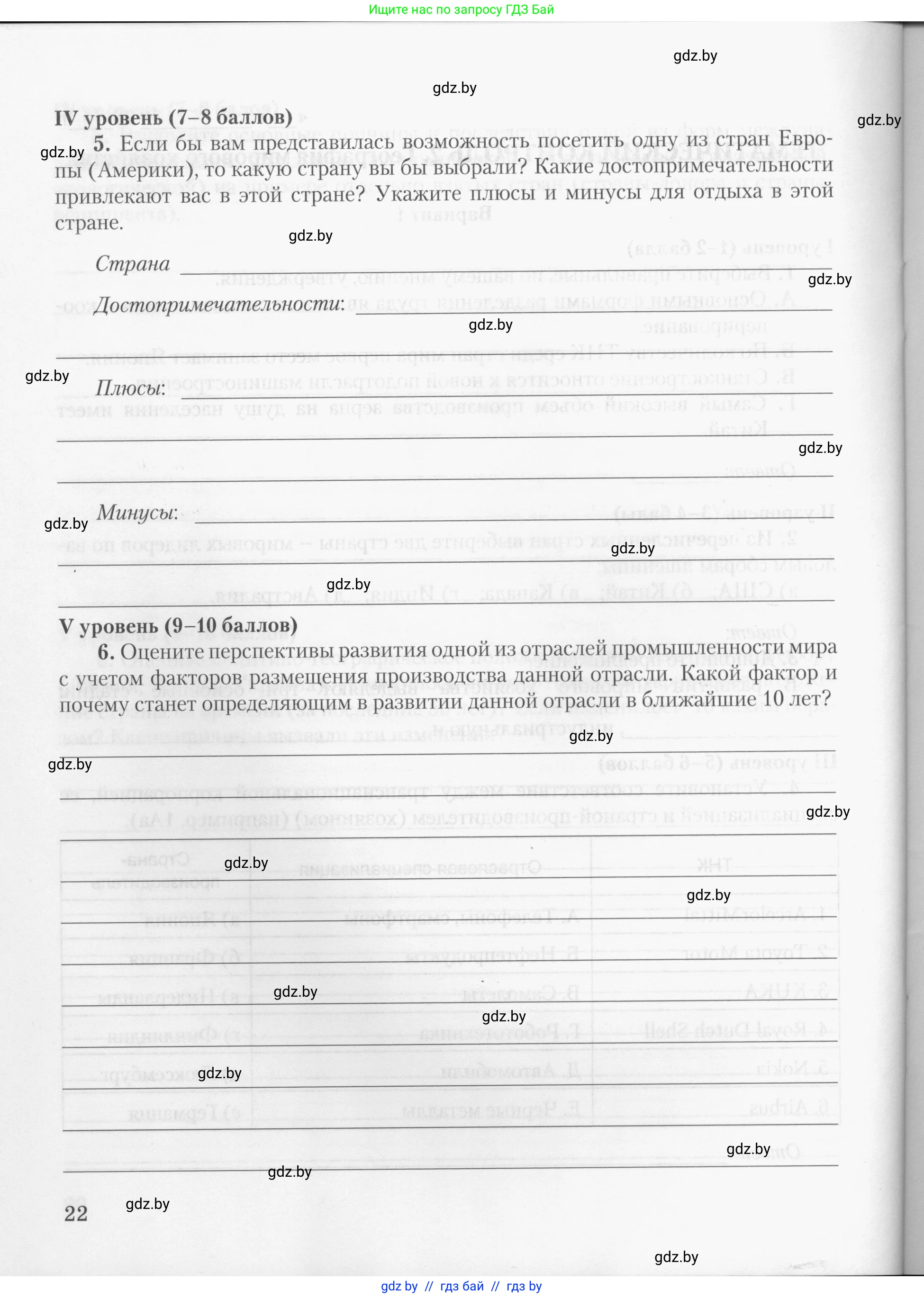 География, 10 класс тетрадь для практических и самостоятельных работ, автор: Метельский Юрий Михайлович, издательство Сэр-Вит, Минск, 2020, салатового цвета, страница 22