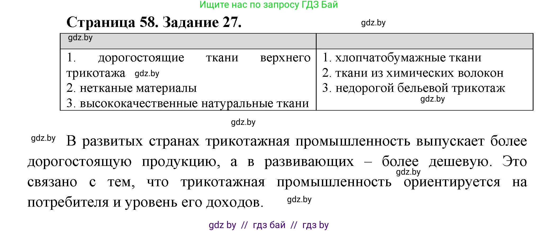 География, 10 класс Тетрадь для практических работ и индивидуальных заданий, авторы: Витченко Александр Николаевич, Антипова Екатерина Анатольевна, Станкевич Наталья Григорьевна, издательство Аверсэв, Минск, 2022, страница 58, номер 27, Решение