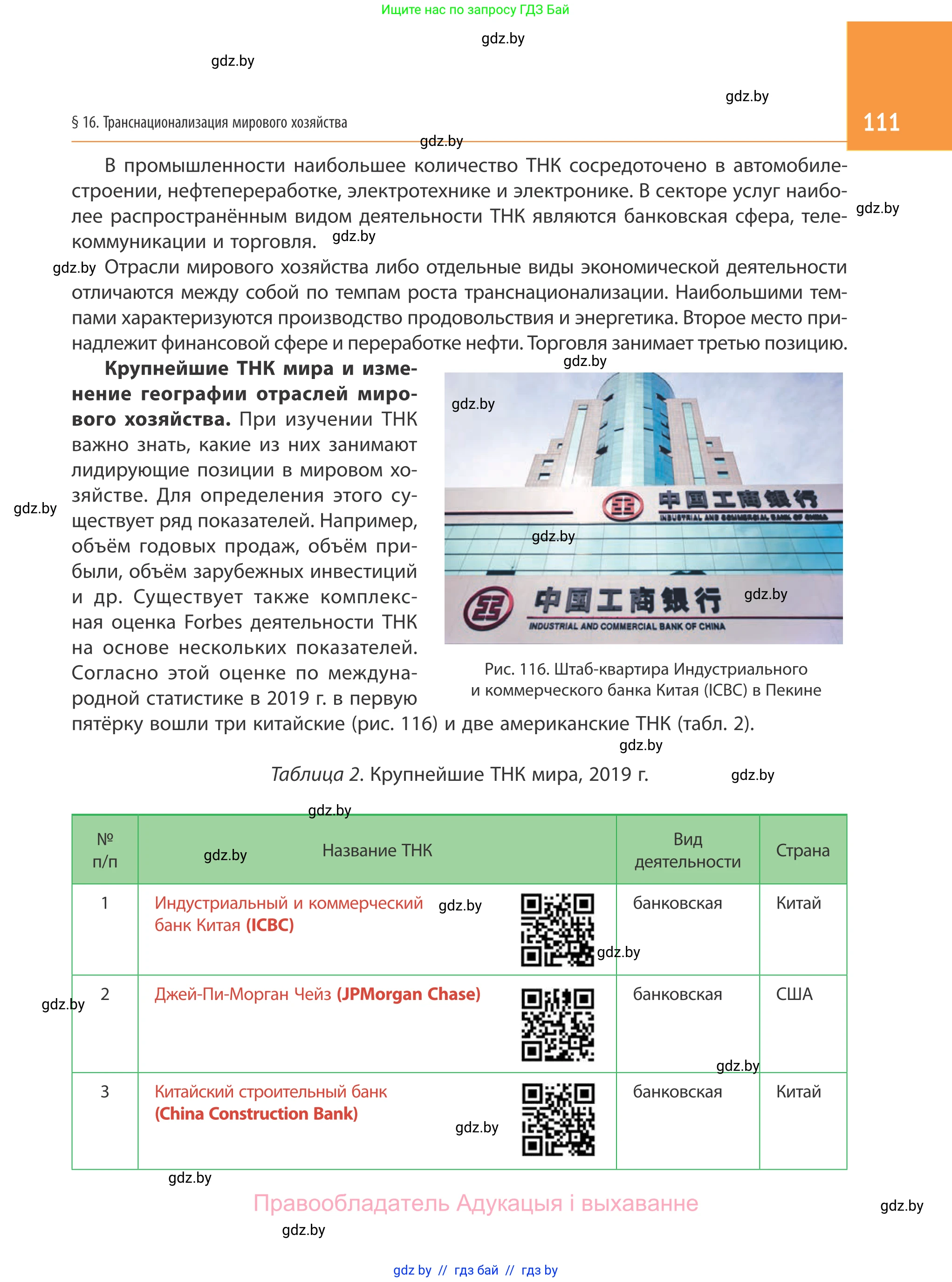 География, 10 класс Учебник, авторы: Антипова Екатерина Анатольевна, Гузова Ольга Николаевна, издательство Адукацыя i выхаванне, Минск, 2019, страница 111
