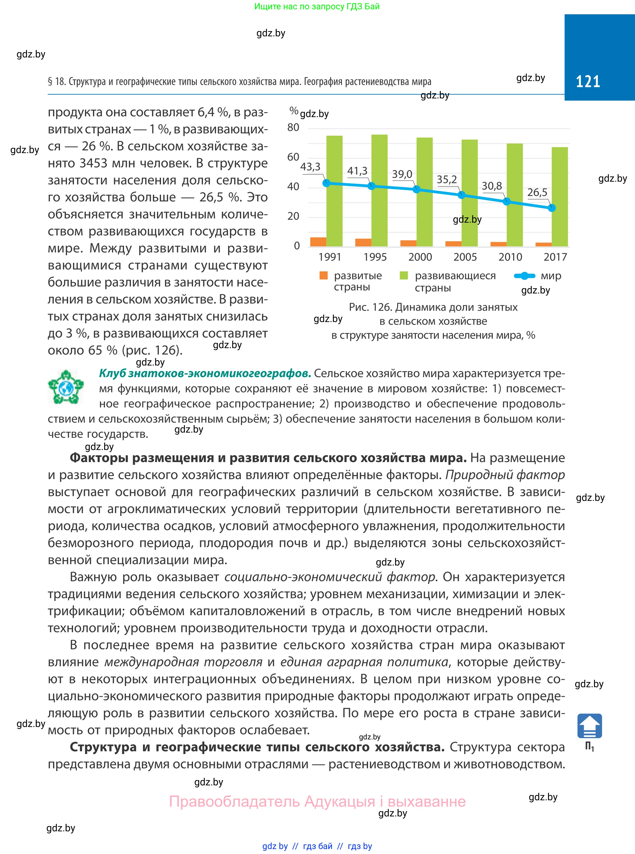 География, 10 класс Учебник, авторы: Антипова Екатерина Анатольевна, Гузова Ольга Николаевна, издательство Адукацыя i выхаванне, Минск, 2019, страница 121