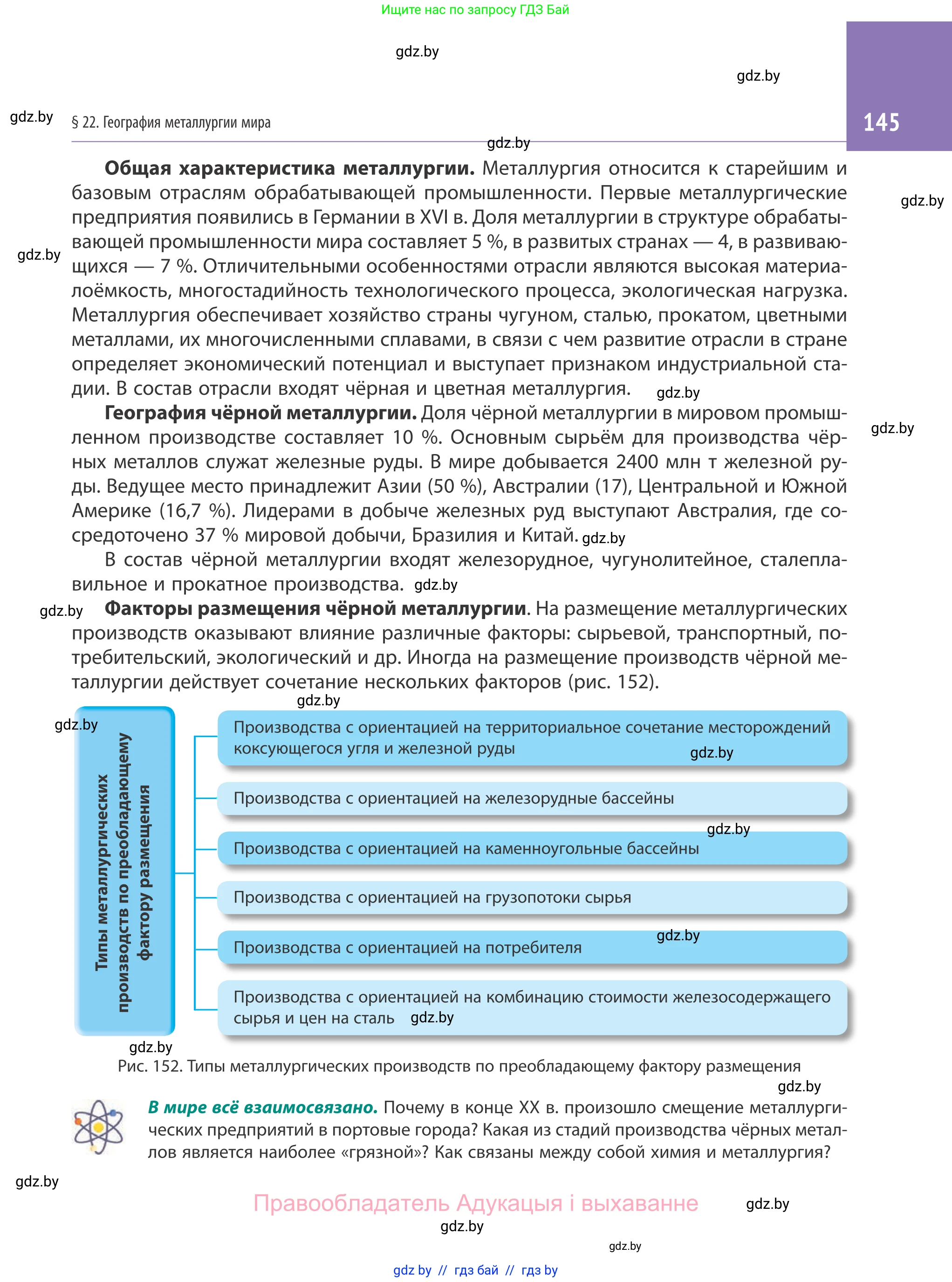 География, 10 класс Учебник, авторы: Антипова Екатерина Анатольевна, Гузова Ольга Николаевна, издательство Адукацыя i выхаванне, Минск, 2019, страница 145