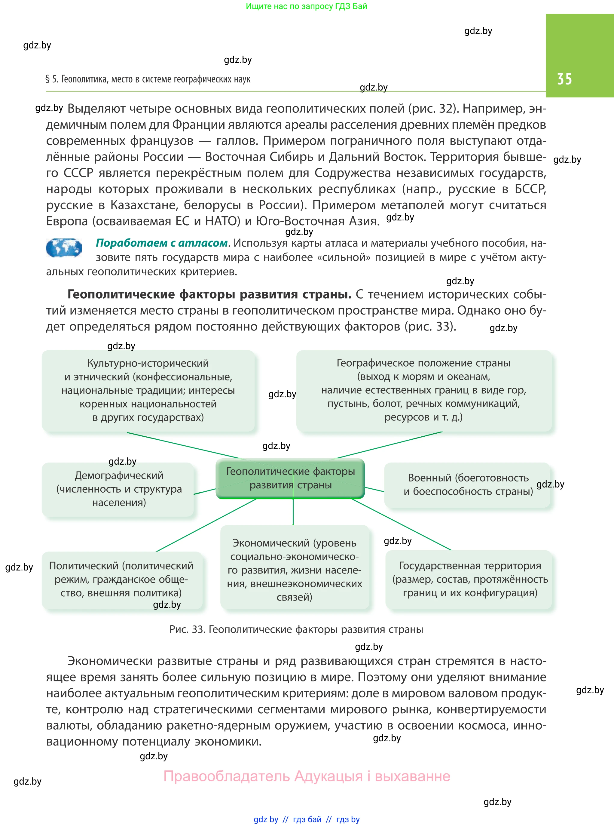 География, 10 класс Учебник, авторы: Антипова Екатерина Анатольевна, Гузова Ольга Николаевна, издательство Адукацыя i выхаванне, Минск, 2019, страница 35
