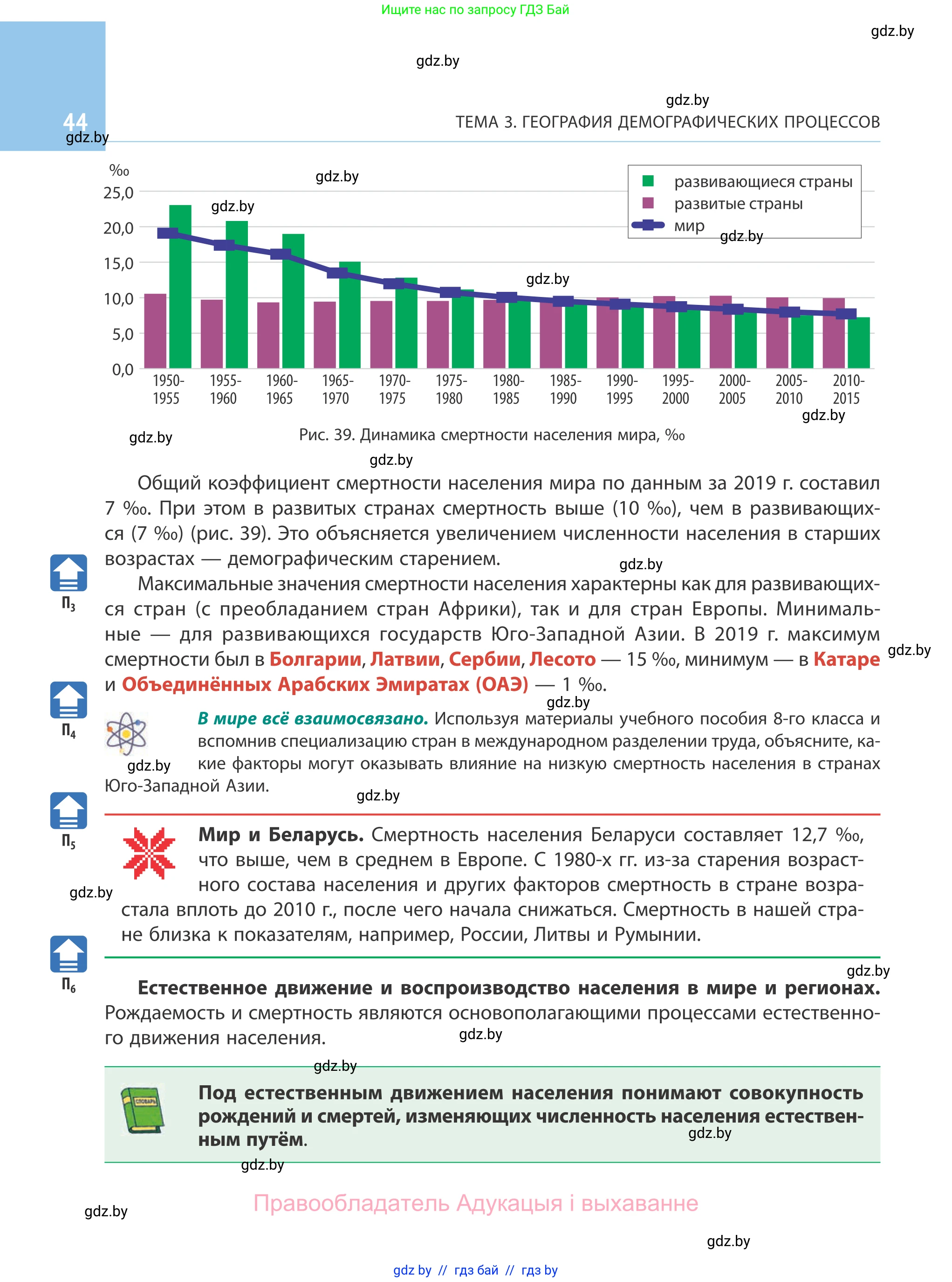 География, 10 класс Учебник, авторы: Антипова Екатерина Анатольевна, Гузова Ольга Николаевна, издательство Адукацыя i выхаванне, Минск, 2019, страница 44
