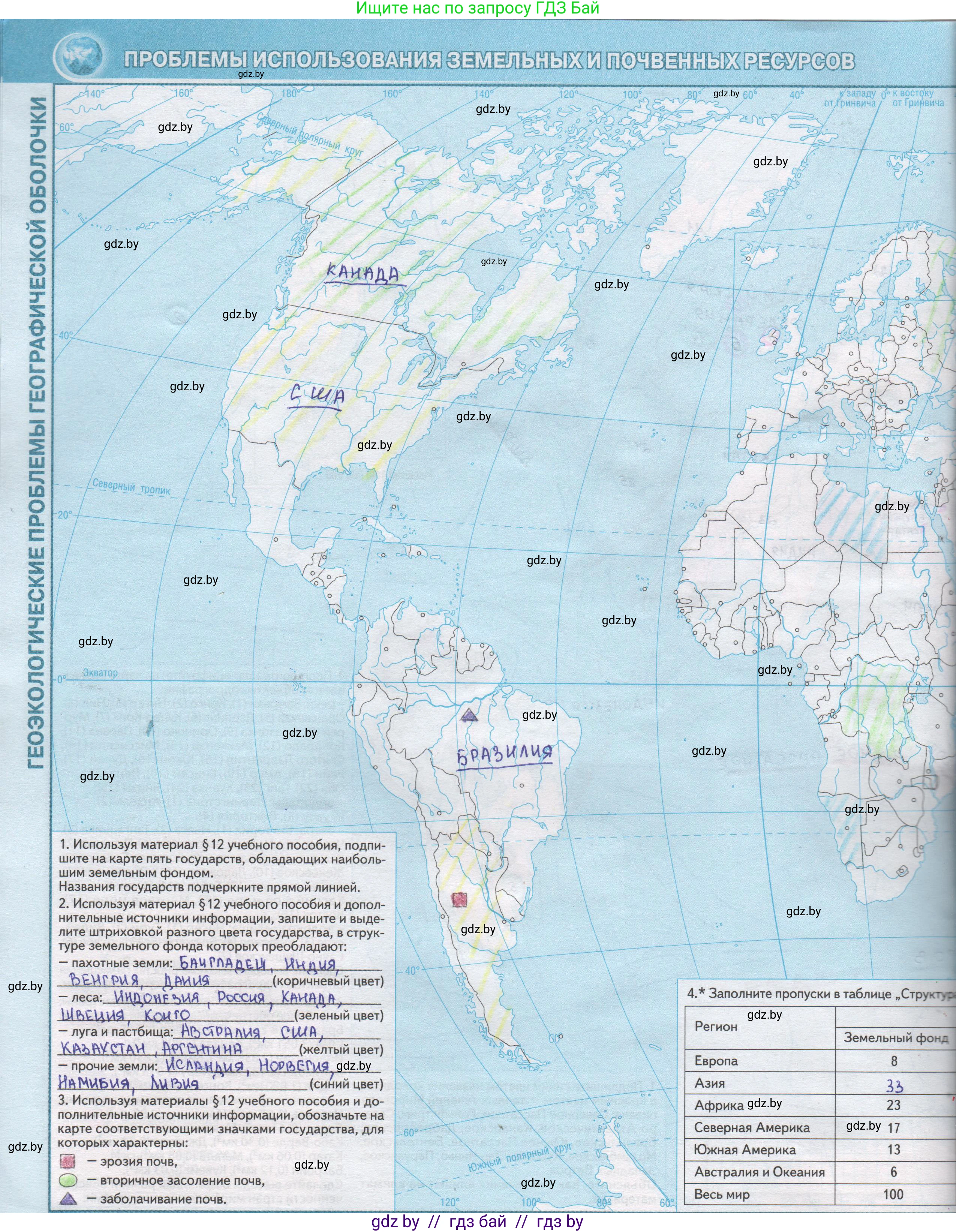 География, 11 класс Контурные карты, авторы: Антипова Екатерина Анатольевна, Витченко Александр Николаевич, Гузова Ольга Николаевна, издательство Белкартография, Минск, 2022, голубого цвета, страница 8, Решение