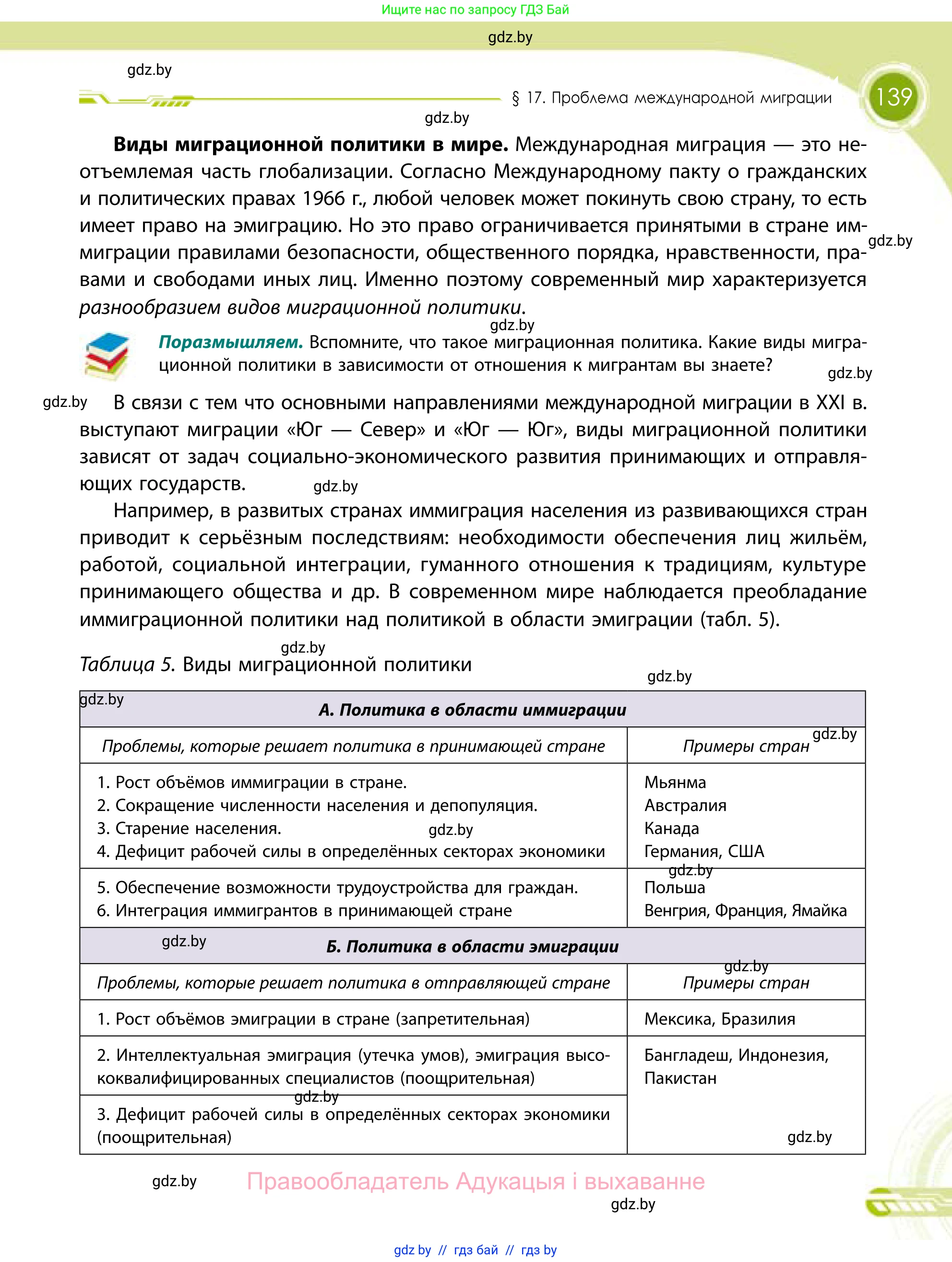 География, 11 класс Учебник, авторы: Витченко Александр Николаевич, Антипова Екатерина Анатольевна, Гузова Ольга Николаевна, издательство Адукацыя i выхаванне, Минск, 2021, страница 139