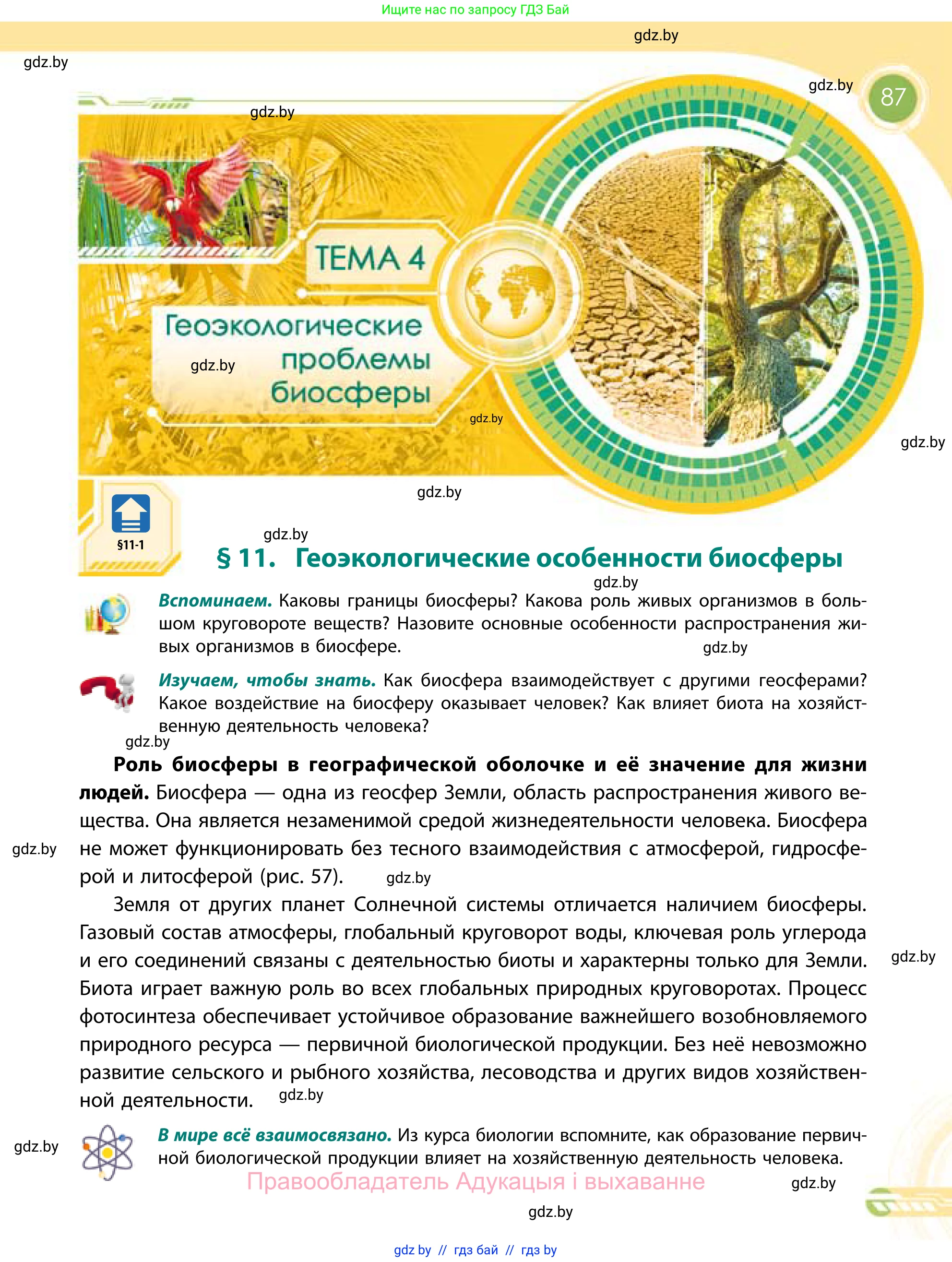 География, 11 класс Учебник, авторы: Витченко Александр Николаевич, Антипова Екатерина Анатольевна, Гузова Ольга Николаевна, издательство Адукацыя i выхаванне, Минск, 2021, страница 87