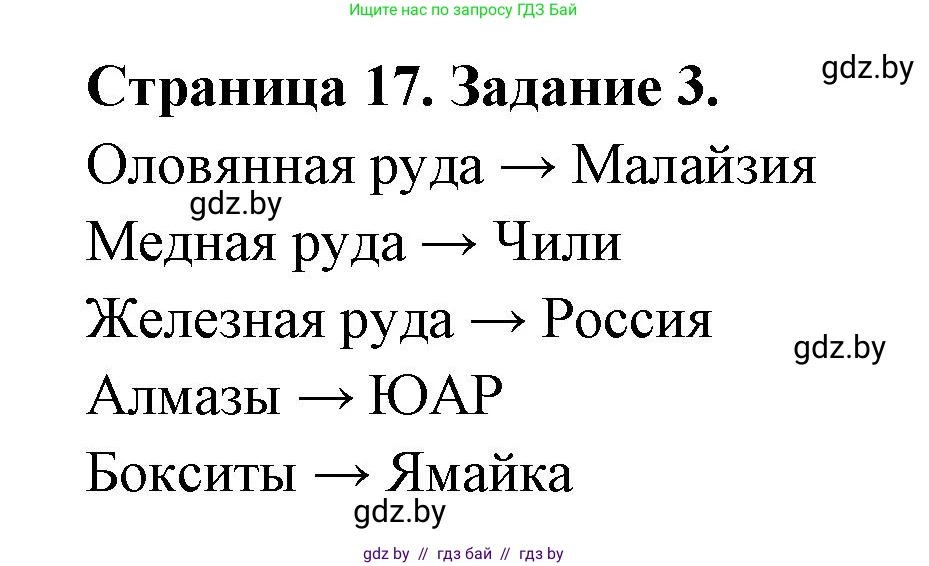 География, 8 класс Тетрадь для практических работ и индивидуальных заданий, авторы: Витченко Александр Николаевич, Антипова Екатерина Анатольевна, Станкевич Наталья Григорьевна, издательство Аверсэв, Минск, 2024, страница 17, номер 3, Решение