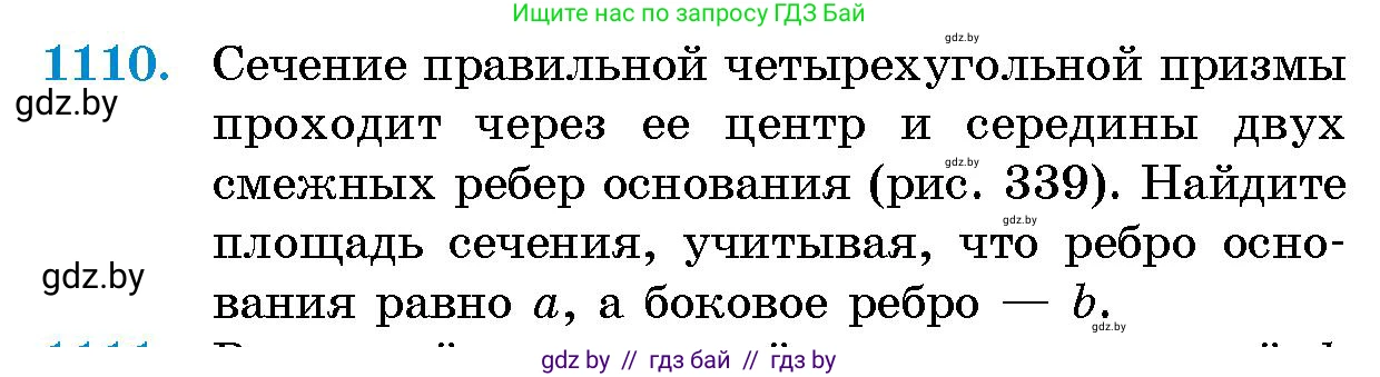 Геометрия, 10 класс Сборник задач, авторы: Латотин Леонид Александрович, Чеботаревский Борис Дмитриевич, издательство Народная асвета, Минск, 2021, страница 153, номер 1110, Условие