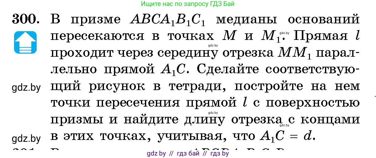 Геометрия, 10 класс Сборник задач, авторы: Латотин Леонид Александрович, Чеботаревский Борис Дмитриевич, издательство Народная асвета, Минск, 2021, страница 47, номер 300, Условие