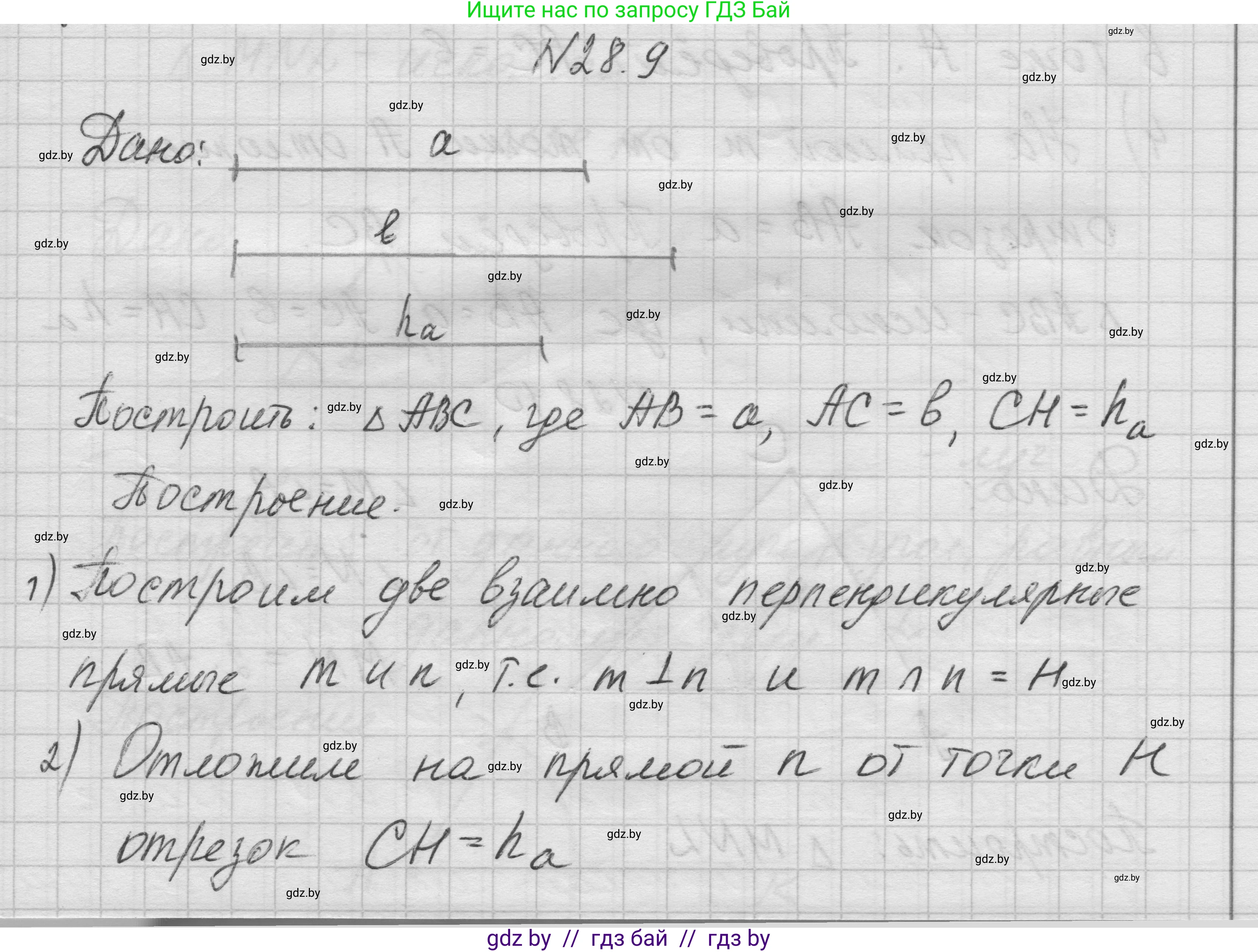 Геометрия, 7-9 класс Сборник задач, авторы: Кононов Сергей Гаврилович, Адамович Тамара Антоновна, Ефимцева Ирина Валерьяновна, Ячейко Таиса Владимировна, издательство Народная асвета, Минск, 2023, страница 53, номер 28.9, Решение 1