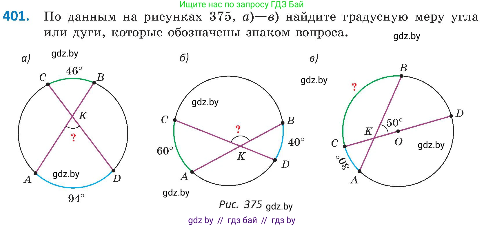 Геометрия, 8 класс Учебник, авторы: Казаков Валерий Владимирович, Казакова Ольга Олеговна, издательство Адукацыя i выхаванне, Минск, 2024, оранжевого цвета, страница 187, номер 401, Условие