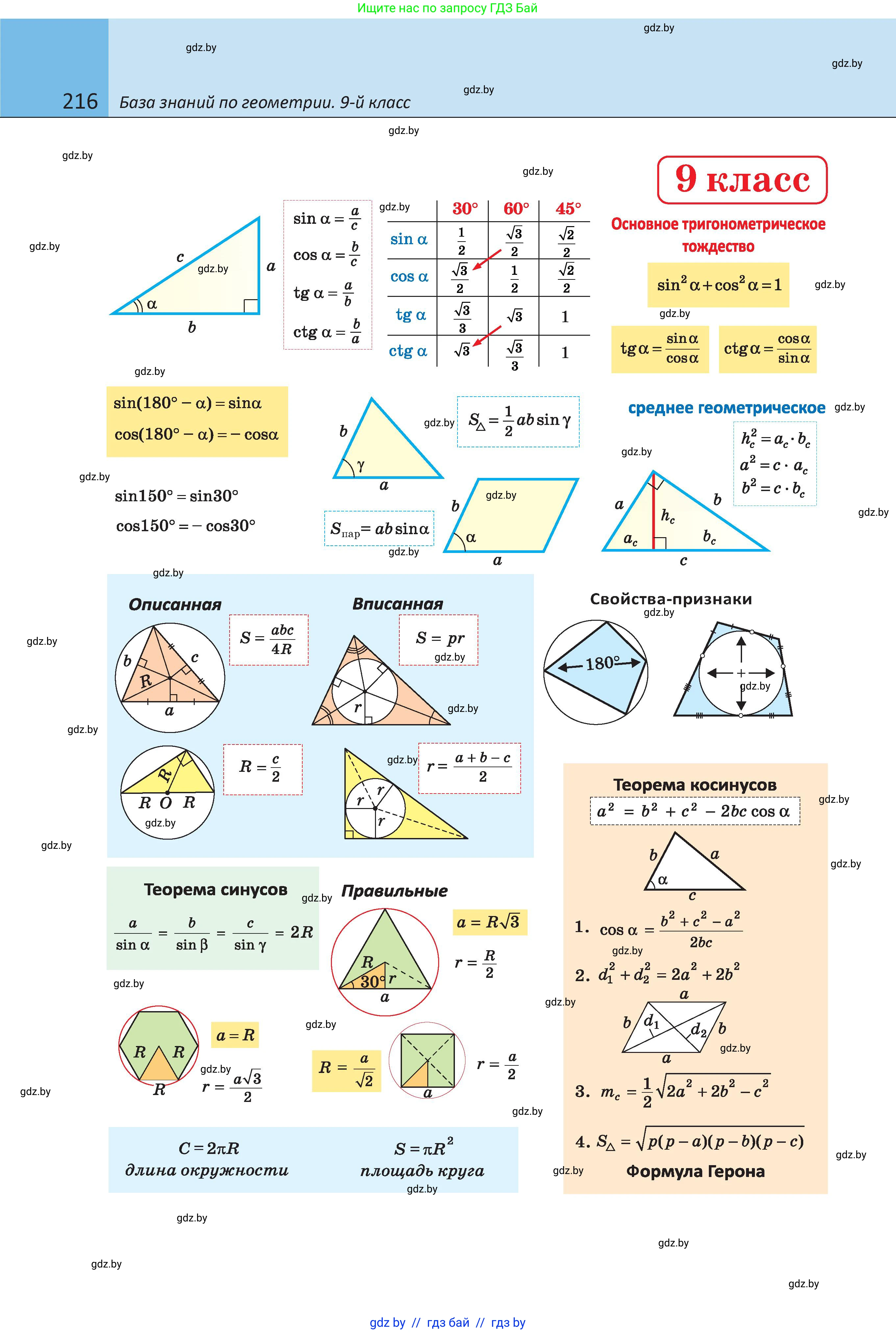 Геометрия, 9 класс Учебник, авторы: Казаков Валерий Владимирович, Казакова Ольга Олеговна, издательство Адукацыя i выхаванне, Минск, 2025, белого цвета, страница 216