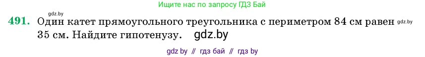 Геометрия, 11 класс Учебник, авторы: Латотин Леонид Александрович, Чеботаревский Борис Дмитриевич, Горбунова Ирина Владимировна, Цыбулько Оксана Евгеньевна, издательство Белорусская Энциклопедия имени Петруся Бровки, Минск, 2020, белого цвета, страница 170, номер 491, Условие