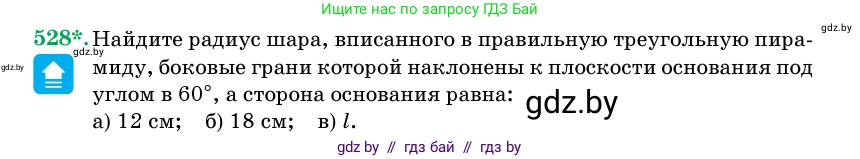 Геометрия, 11 класс Учебник, авторы: Латотин Леонид Александрович, Чеботаревский Борис Дмитриевич, Горбунова Ирина Владимировна, Цыбулько Оксана Евгеньевна, издательство Белорусская Энциклопедия имени Петруся Бровки, Минск, 2020, белого цвета, страница 174, номер 528, Условие