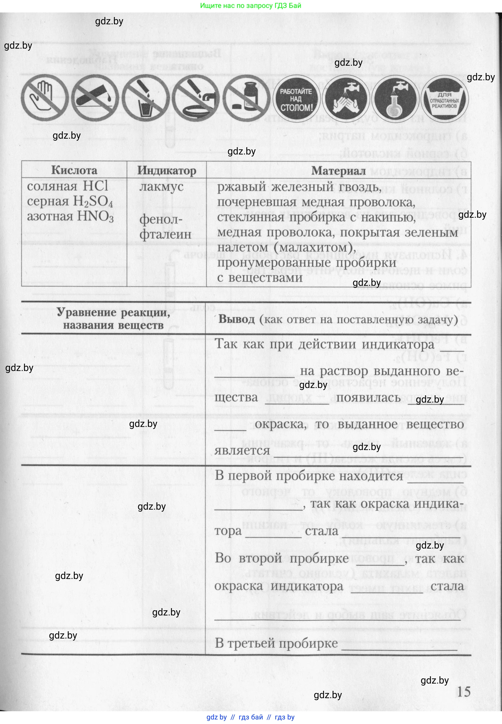 Химия, 8 класс Тетрадь для практических работ, автор: Борушко Ирина Ивановна, издательство Сэр-Вит, Минск, 2022, розового цвета, страница 15