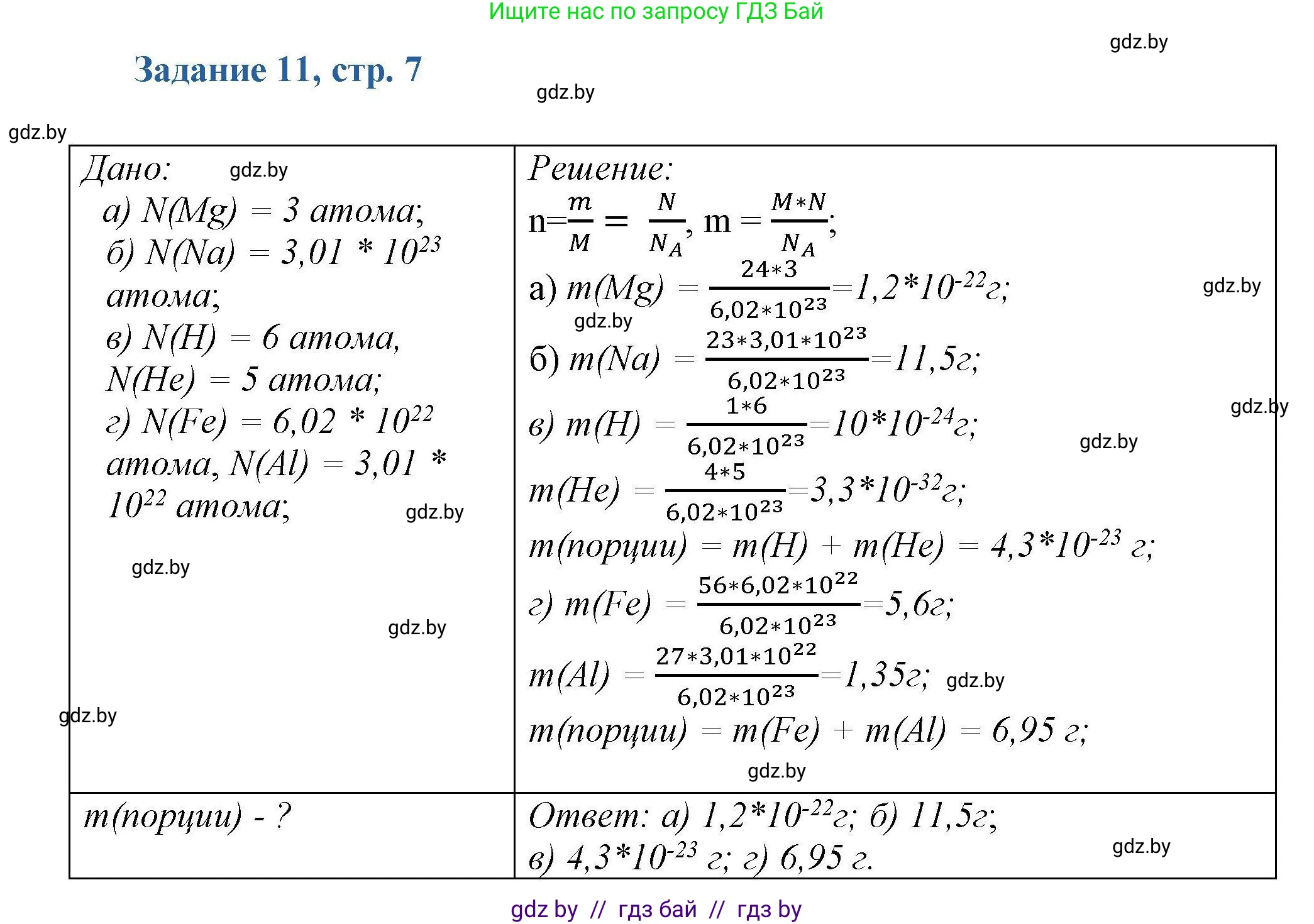 Химия, 8 класс Сборник задач, авторы: Хвалюк Виктор Николаевич, Резяпкин Виктор Ильич, издательство Адукацыя i выхаванне, Минск, 2019, голубого цвета, страница 7, номер 11, Решение