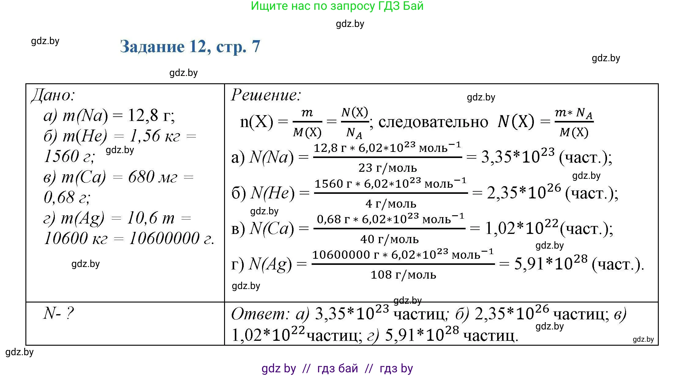 Химия, 8 класс Сборник задач, авторы: Хвалюк Виктор Николаевич, Резяпкин Виктор Ильич, издательство Адукацыя i выхаванне, Минск, 2019, голубого цвета, страница 7, номер 12, Решение
