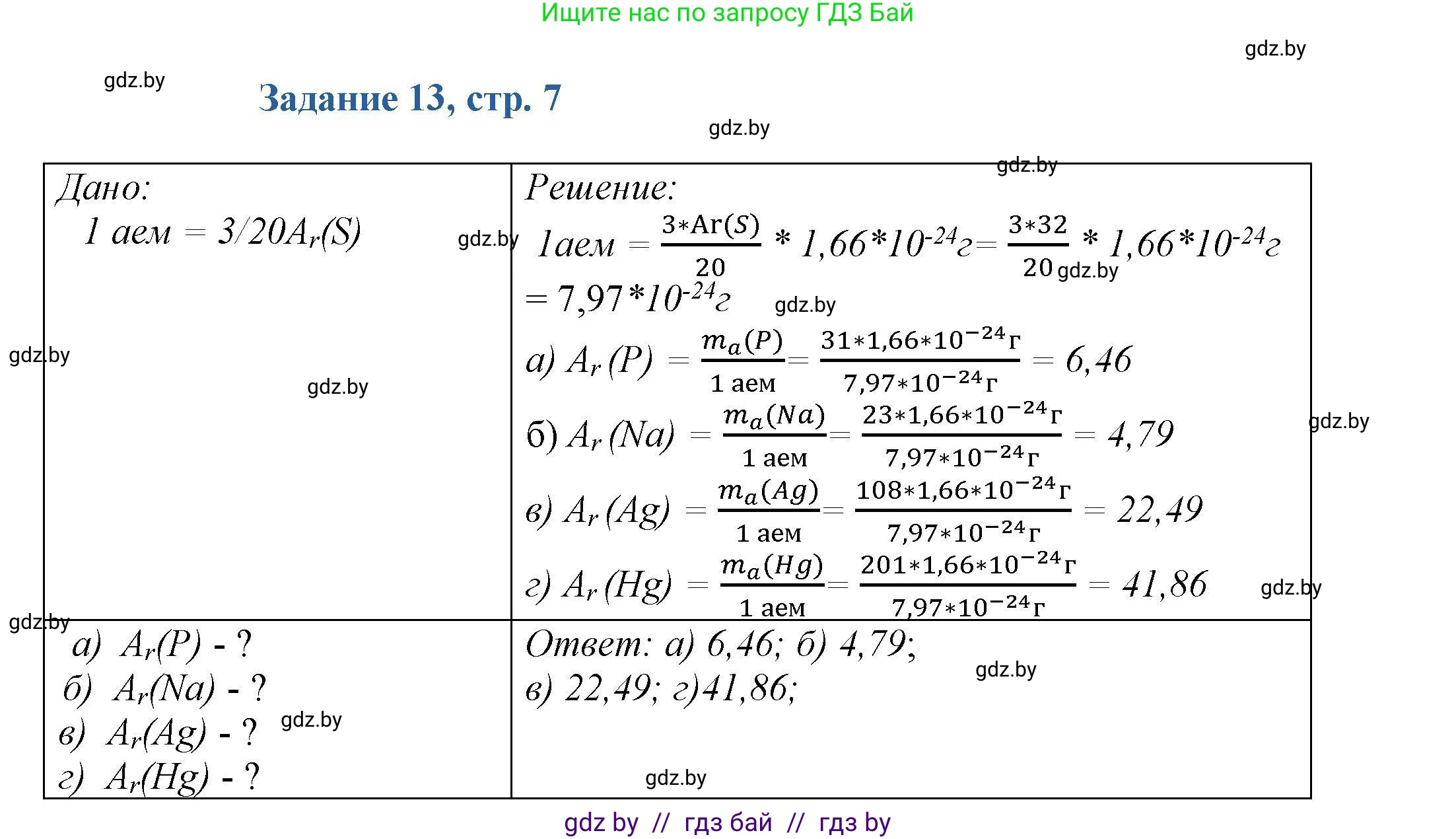 Химия, 8 класс Сборник задач, авторы: Хвалюк Виктор Николаевич, Резяпкин Виктор Ильич, издательство Адукацыя i выхаванне, Минск, 2019, голубого цвета, страница 7, номер 13, Решение