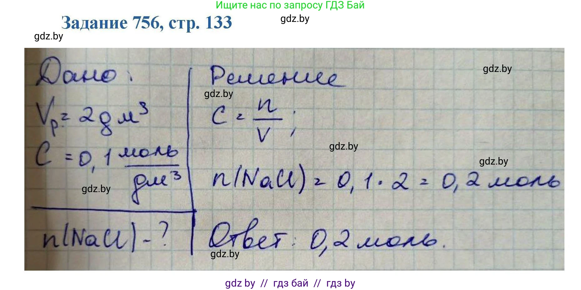 Химия, 8 класс Сборник задач, авторы: Хвалюк Виктор Николаевич, Резяпкин Виктор Ильич, издательство Адукацыя i выхаванне, Минск, 2019, голубого цвета, страница 133, номер 756, Решение