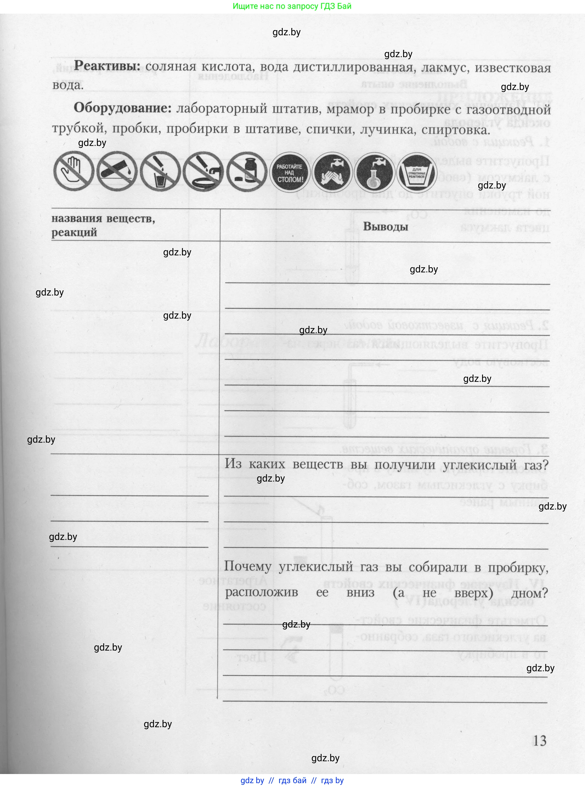 Химия, 9 класс Тетрадь для практических работ, автор: Борушко Ирина Ивановна, издательство Сэр-Вит, Минск, 2022, бирюзового цвета, страница 13