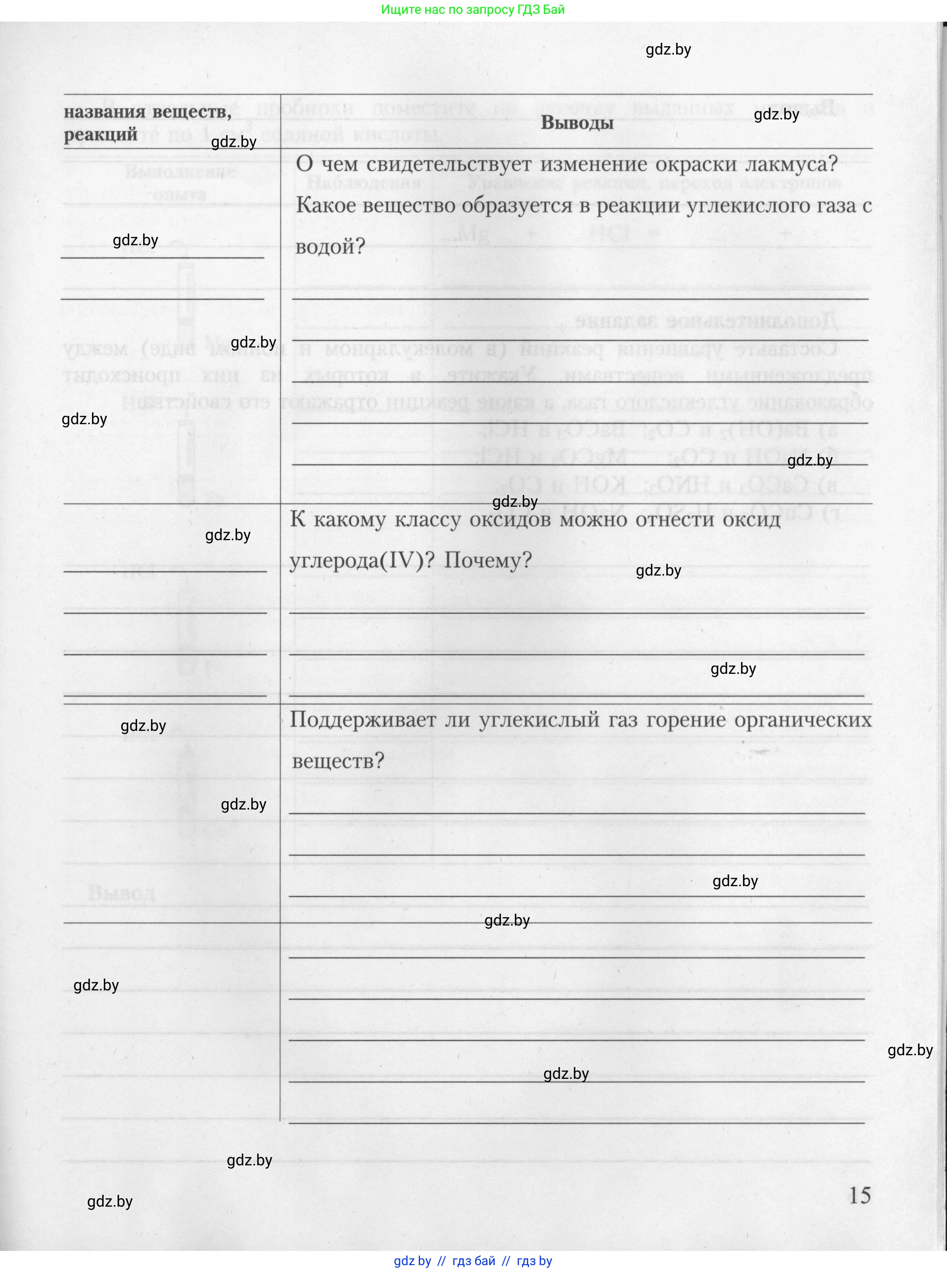 Химия, 9 класс Тетрадь для практических работ, автор: Борушко Ирина Ивановна, издательство Сэр-Вит, Минск, 2022, бирюзового цвета, страница 15