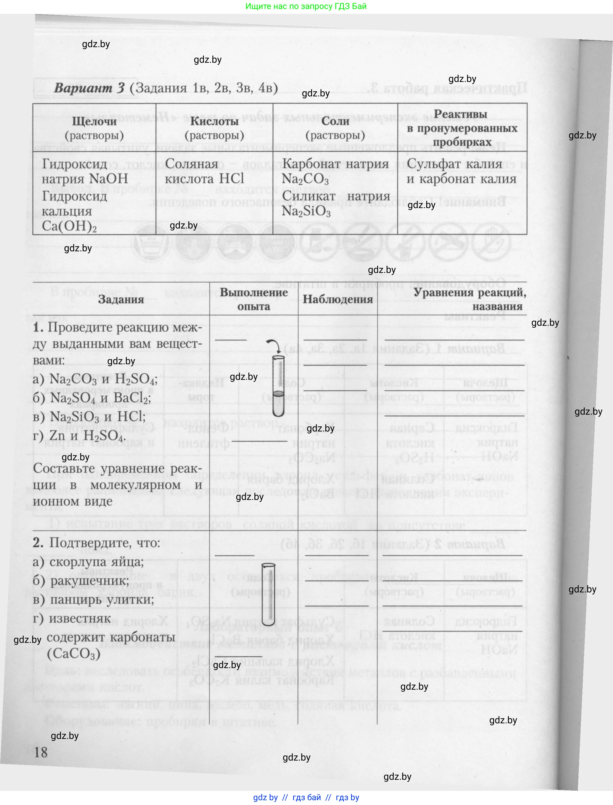 Химия, 9 класс Тетрадь для практических работ, автор: Борушко Ирина Ивановна, издательство Сэр-Вит, Минск, 2022, бирюзового цвета, страница 18
