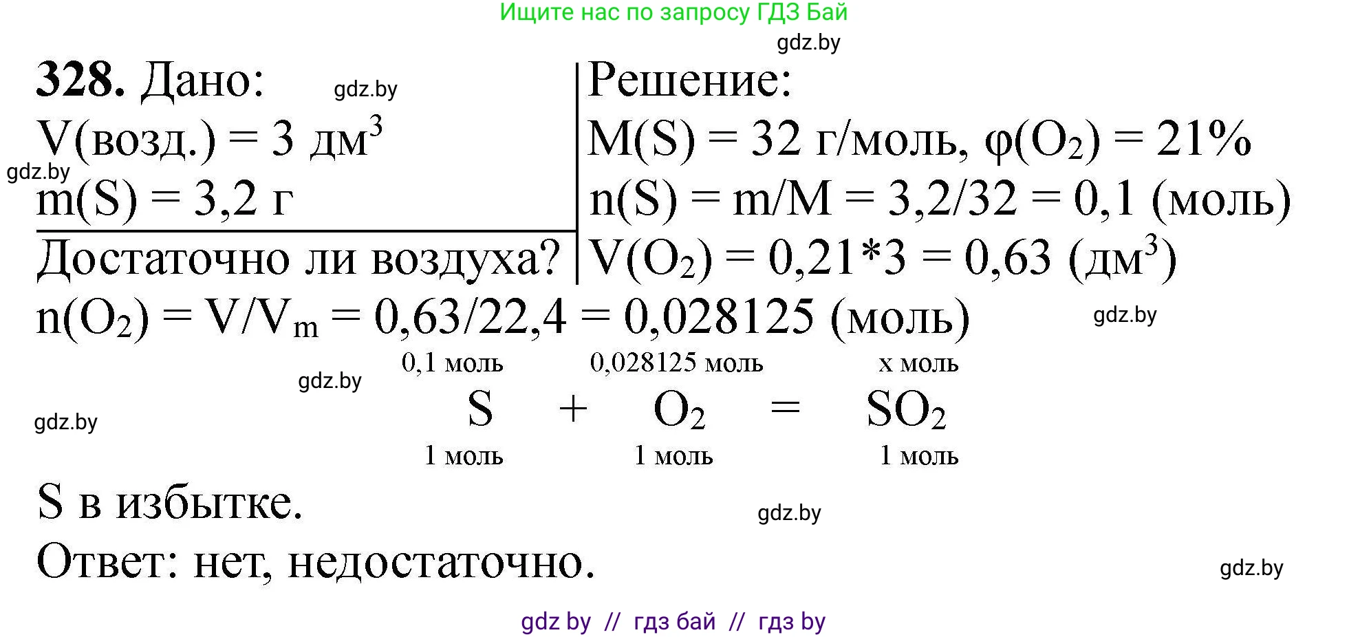 Химия, 9 класс Сборник задач, авторы: Хвалюк Виктор Николаевич, Резяпкин Виктор Ильич, издательство Адукацыя i выхаванне, Минск, 2020, салатового цвета, страница 69, номер 328, Решение