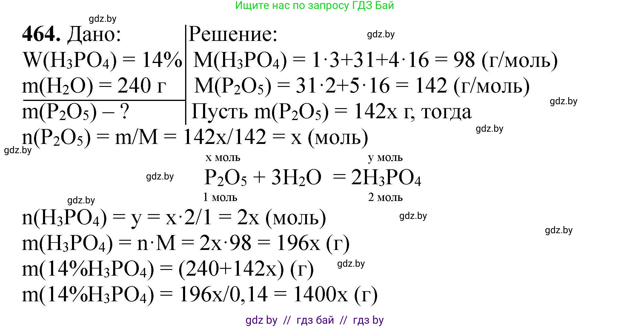 Химия, 9 класс Сборник задач, авторы: Хвалюк Виктор Николаевич, Резяпкин Виктор Ильич, издательство Адукацыя i выхаванне, Минск, 2020, салатового цвета, страница 90, номер 464, Решение