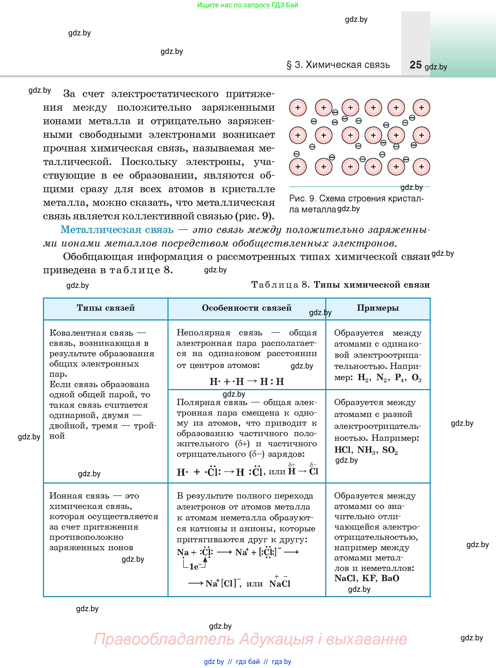 Химия, 9 класс Учебник, авторы: Шиманович Игорь Евгеньевич, Василевская Елена Ивановна, Красицкий Василий Анатольевич, Сечко Ольга Ивановна, Сечко Ольга Ивановна, издательство Адукацыя i выхаванне, Минск, 2025, зелёного цвета, страница 25