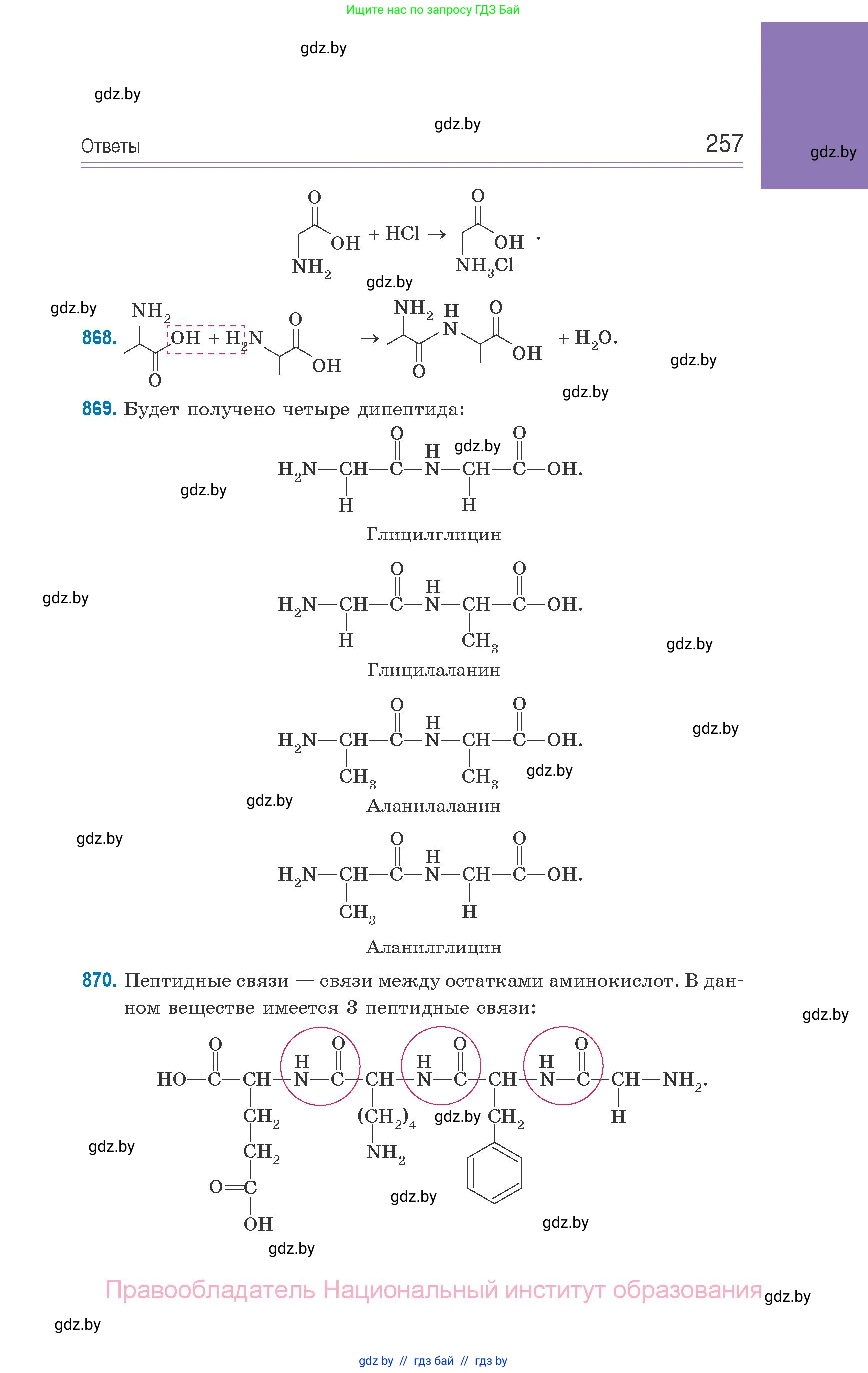 Химия, 10 класс Сборник задач, авторы: Матулис Вадим Эдвардович, Матулис Виталий Эдвардович, Колевич Татьяна Александровна, издательство Национальный институт образования, Минск, 2021, страница 257