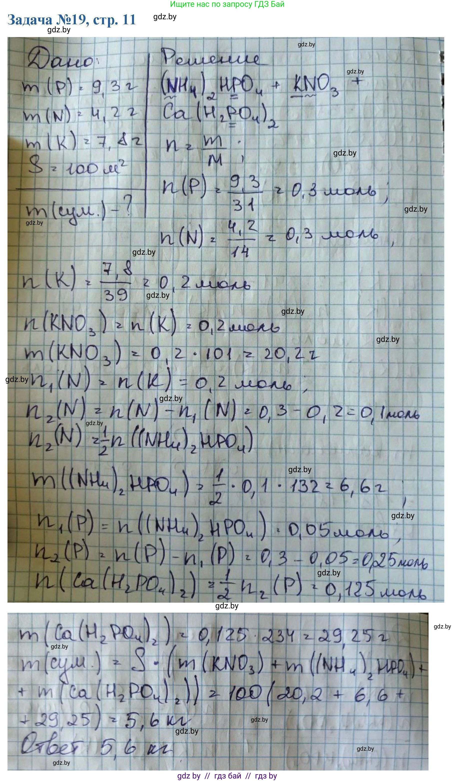Химия, 10 класс Сборник задач, авторы: Матулис Вадим Эдвардович, Матулис Виталий Эдвардович, Колевич Татьяна Александровна, издательство Национальный институт образования, Минск, 2021, страница 11, номер 19, Решение
