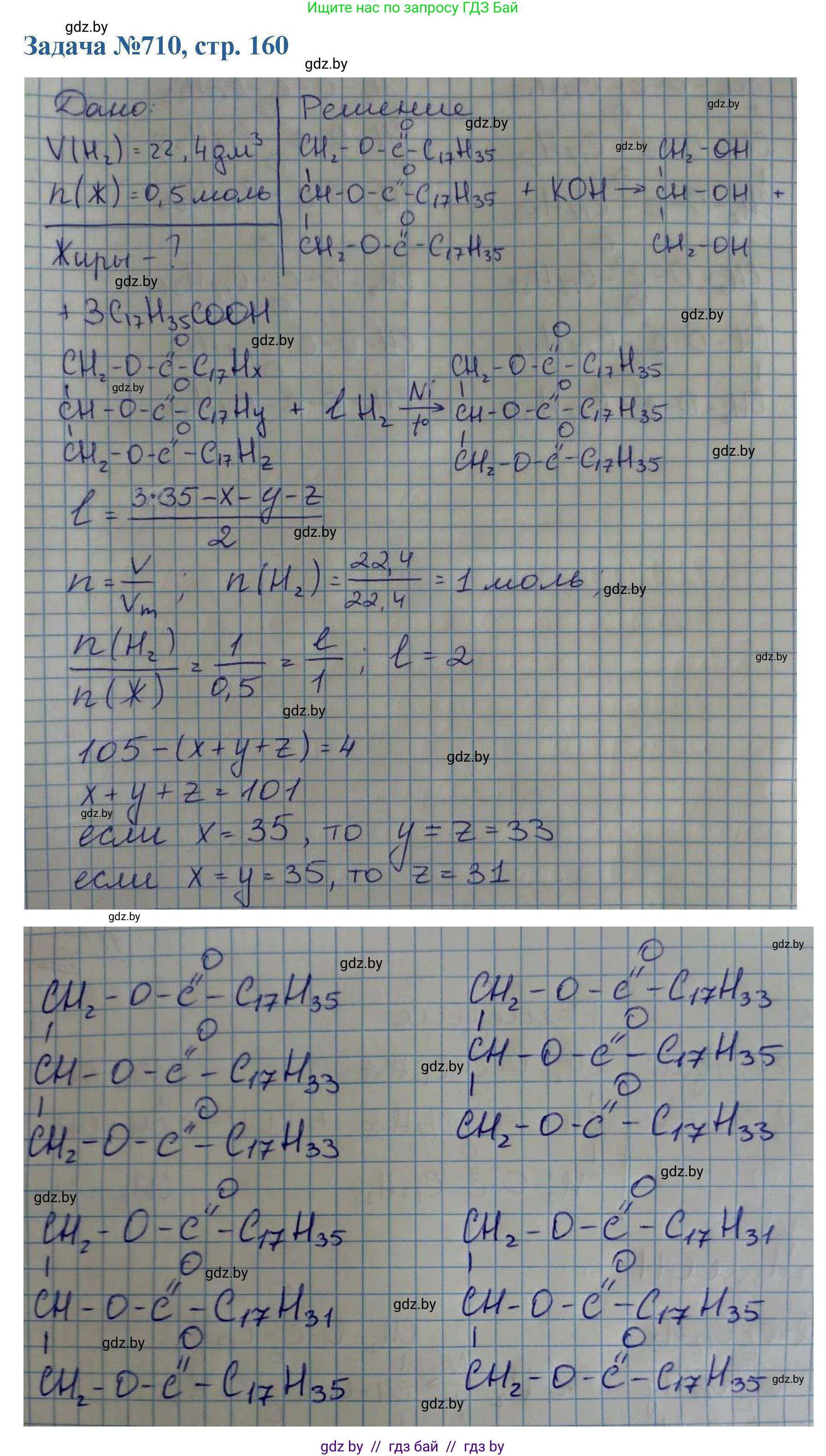 Химия, 10 класс Сборник задач, авторы: Матулис Вадим Эдвардович, Матулис Виталий Эдвардович, Колевич Татьяна Александровна, издательство Национальный институт образования, Минск, 2021, страница 160, номер 710, Решение