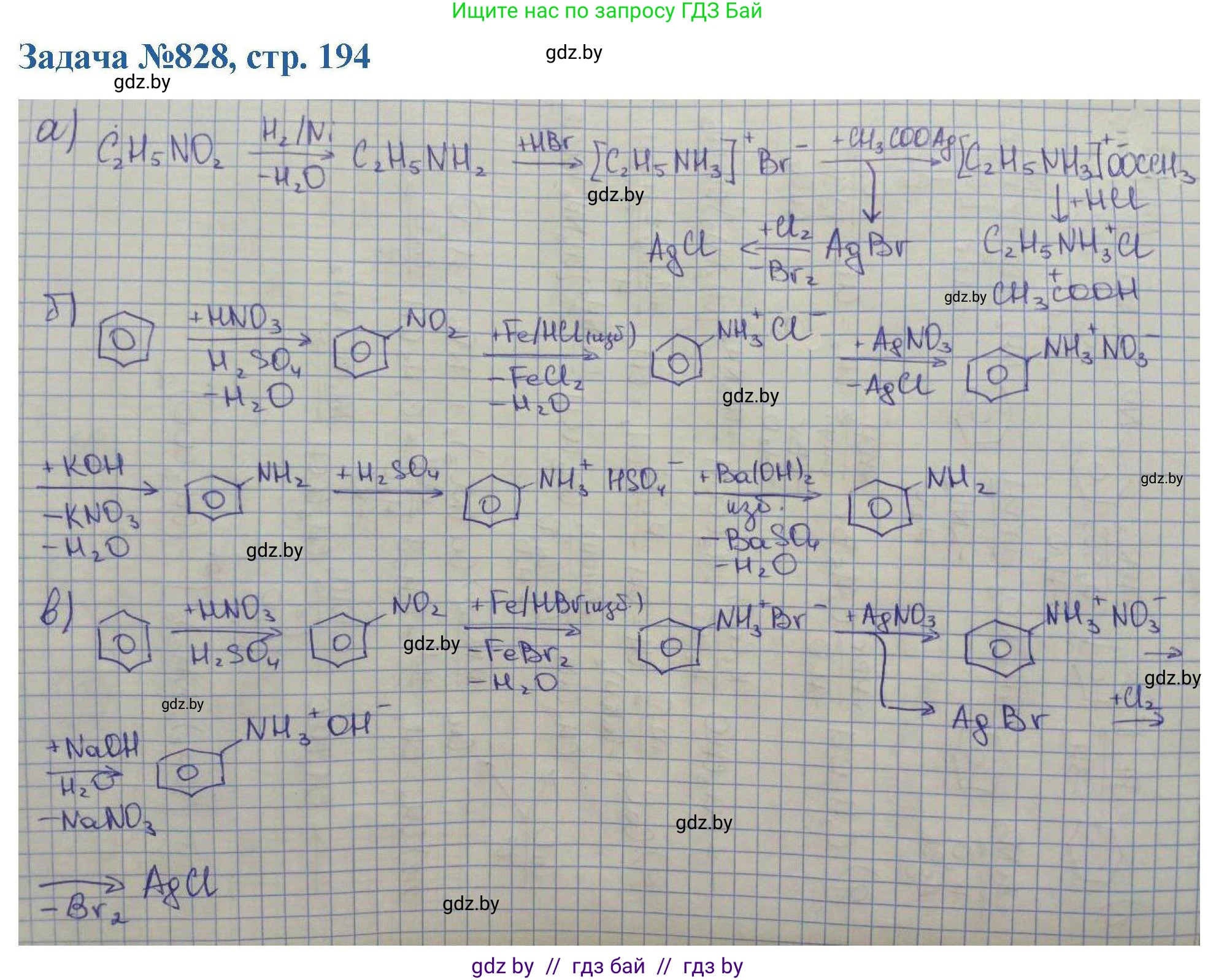 Химия, 10 класс Сборник задач, авторы: Матулис Вадим Эдвардович, Матулис Виталий Эдвардович, Колевич Татьяна Александровна, издательство Национальный институт образования, Минск, 2021, страница 194, номер 828, Решение