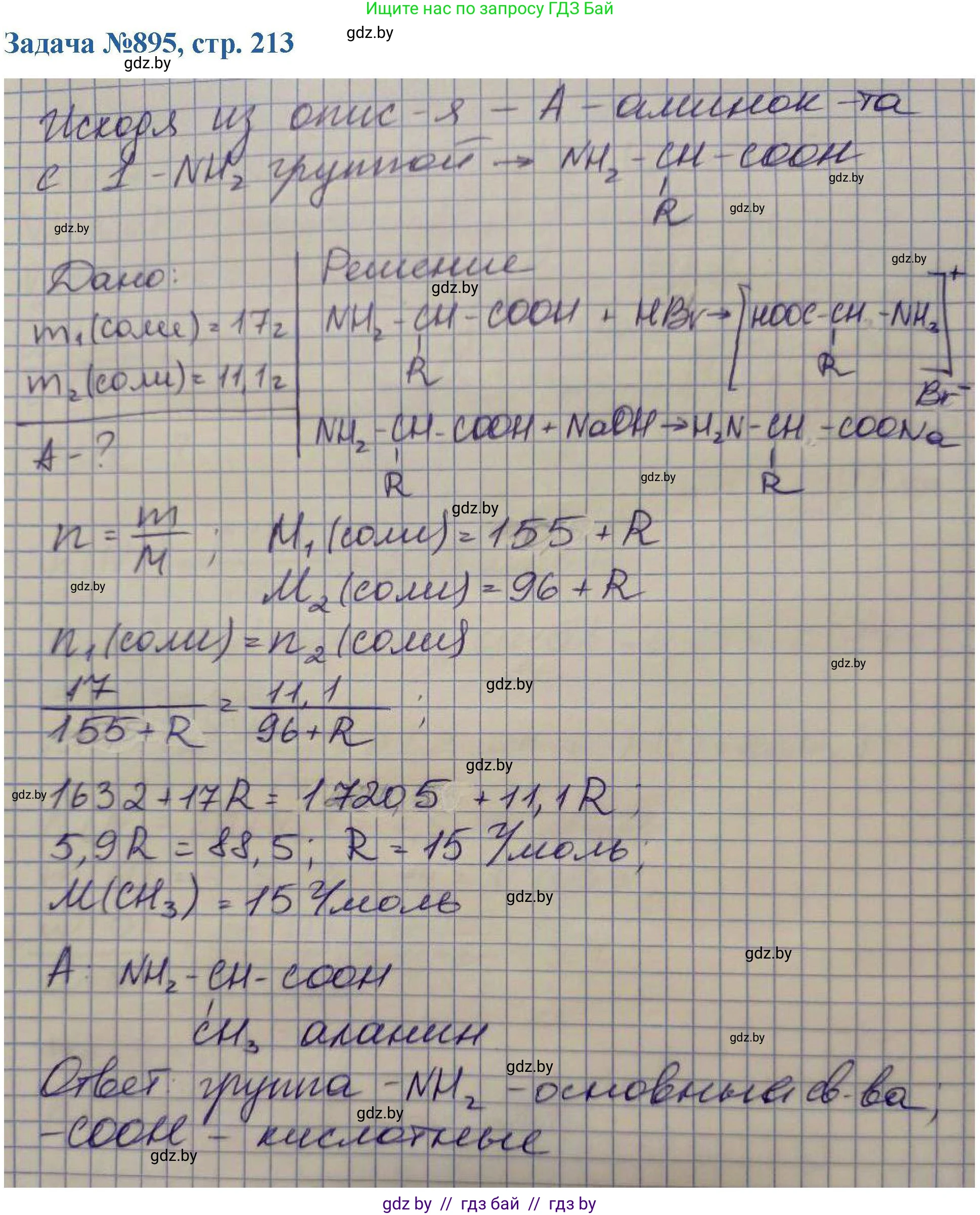 Химия, 10 класс Сборник задач, авторы: Матулис Вадим Эдвардович, Матулис Виталий Эдвардович, Колевич Татьяна Александровна, издательство Национальный институт образования, Минск, 2021, страница 213, номер 895, Решение